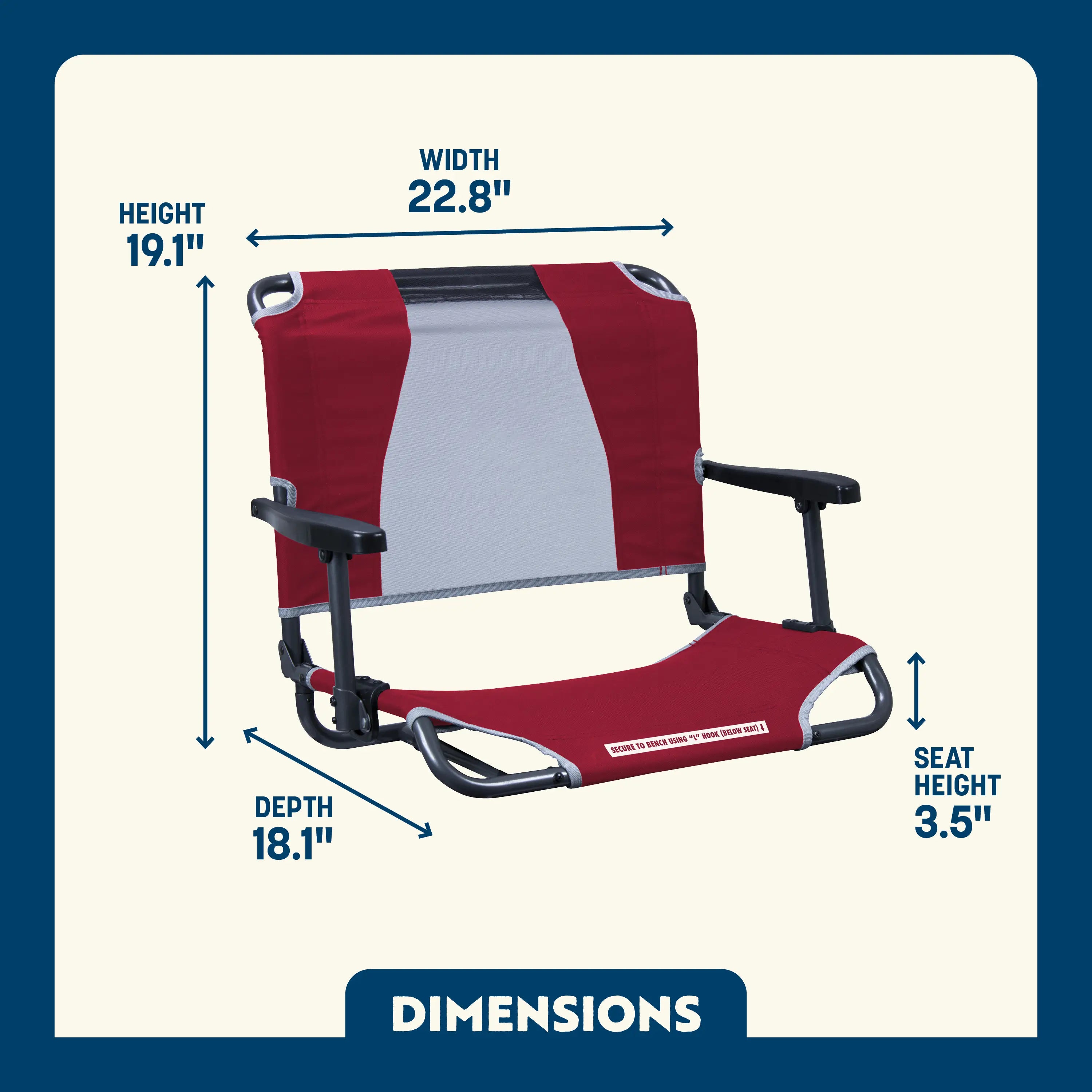 Heavy Duty Big Comfort Stadium Chair with Armrests - Rocker Chair for Camping & Lawns Detail