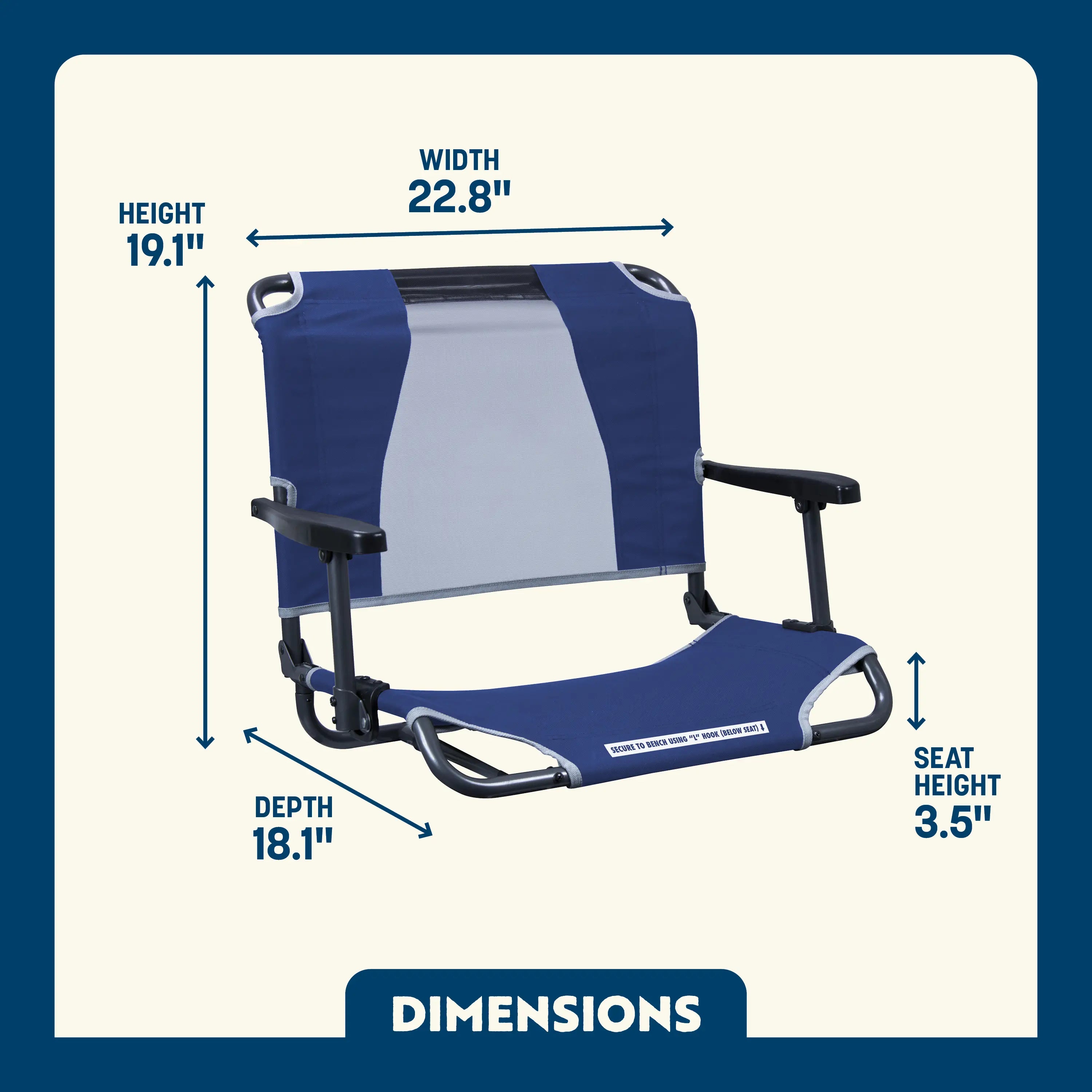 Heavy Duty Big Comfort Stadium Chair with Armrests - Rocker Chair for Camping & Lawns Detail