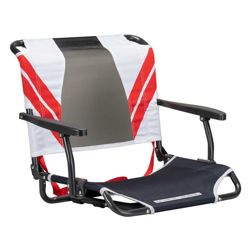 Heavy Duty Big Comfort Stadium Chair with Armrests - Rocker Chair for Camping & Lawns - Indigo/White/Red