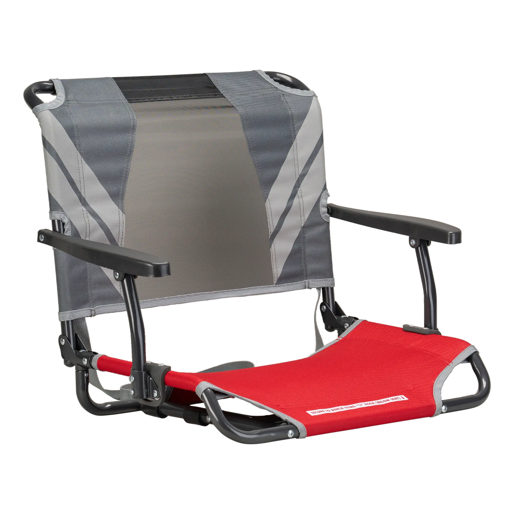Heavy Duty Big Comfort Stadium Chair with Armrests - Rocker Chair for Camping & Lawns - Red/Gray