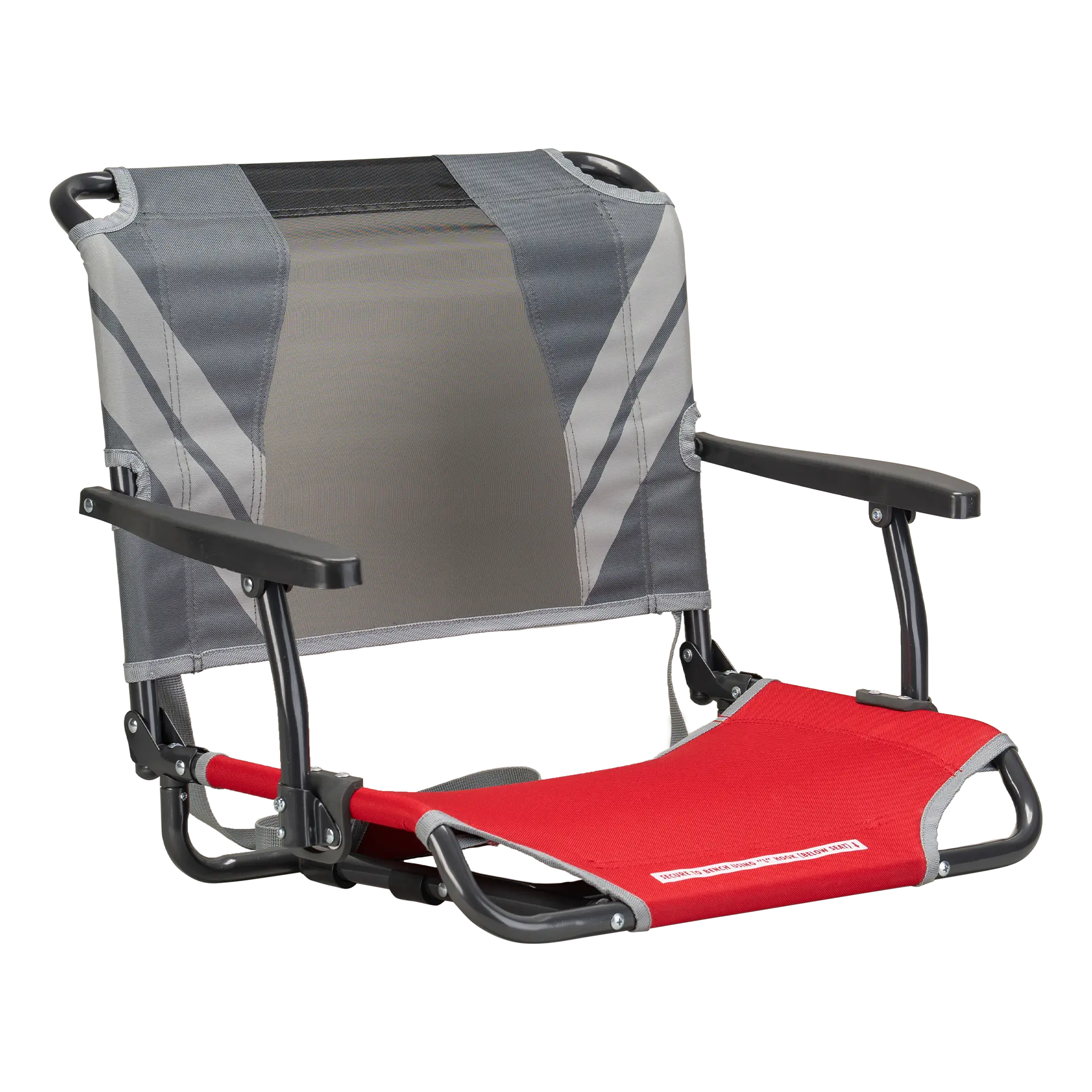 Heavy Duty Big Comfort Stadium Chair with Armrests - Rocker Chair for Camping & Lawns - Red/Gray
