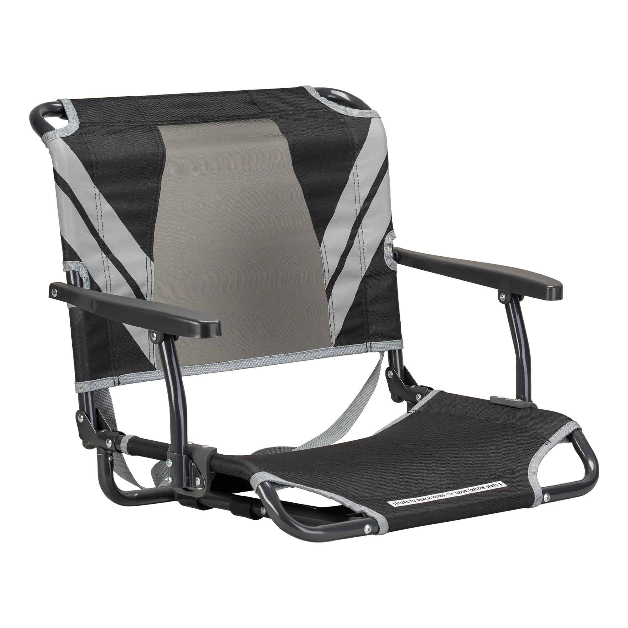 Heavy Duty Big Comfort Stadium Chair with Armrests - Rocker Chair for Camping & Lawns - Black/Gray