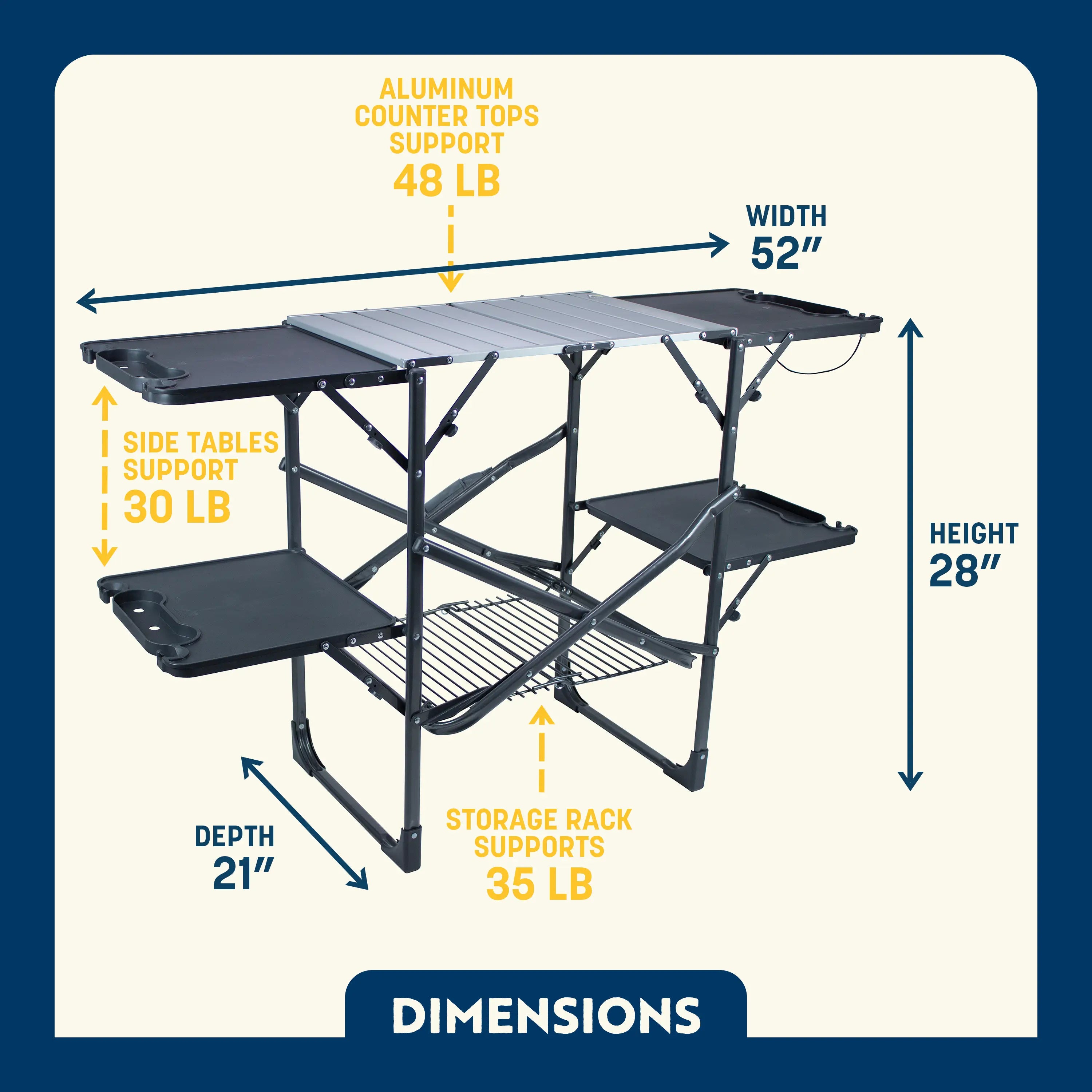Portable Outdoor Slim-Fold Cook Station - Outdoor Cook Station for Tailgating & BBQ Detail