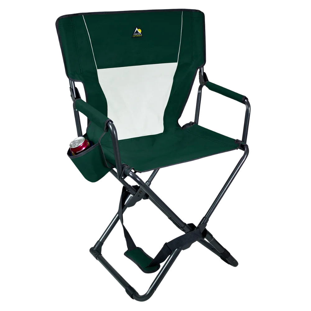 Ergonomic Portable Xpress Director's Chair - Camp Rocker Chair for Fishing & Beach Trips - Hunter