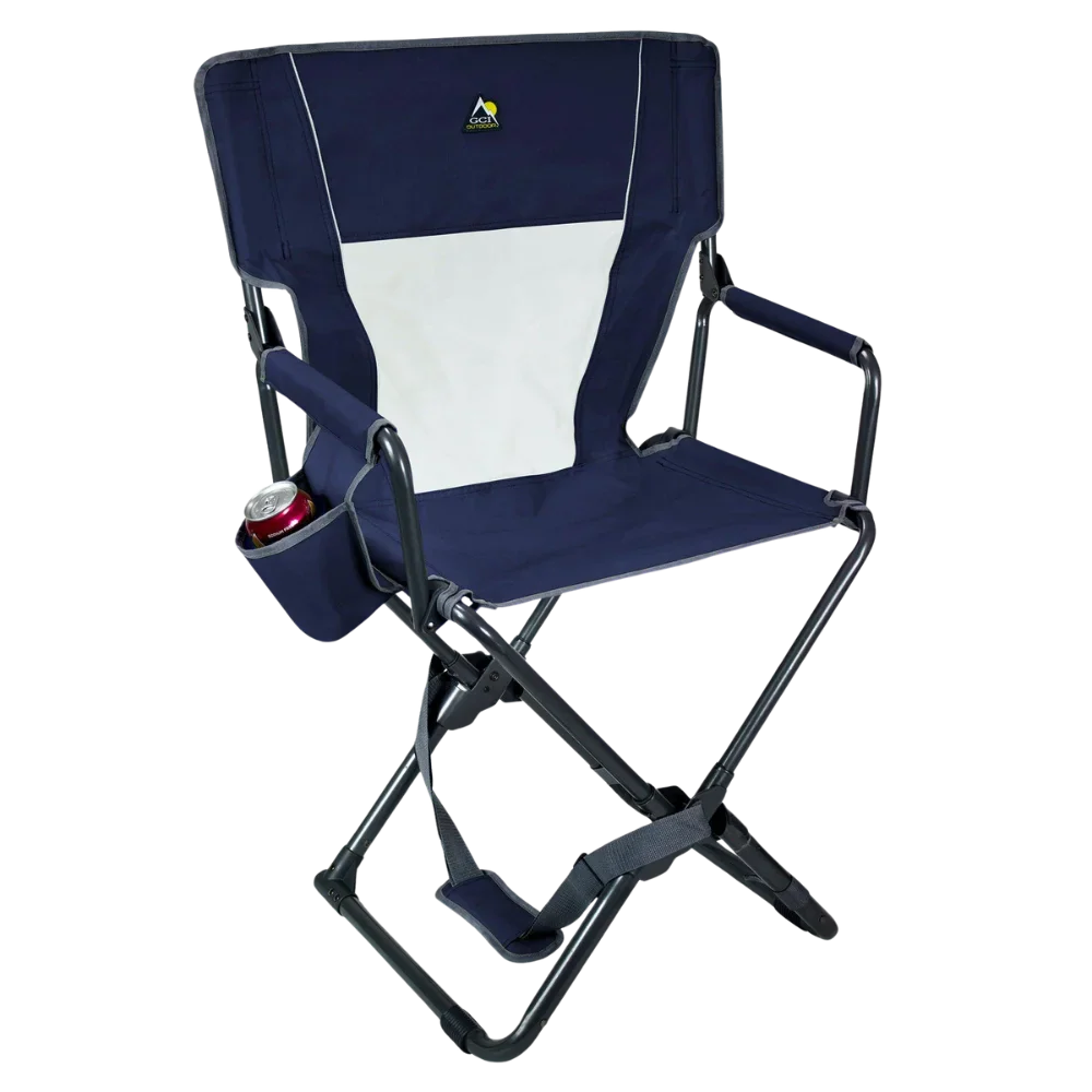 Ergonomic Portable Xpress Director's Chair - Camp Rocker Chair for Fishing & Beach Trips - Indigo