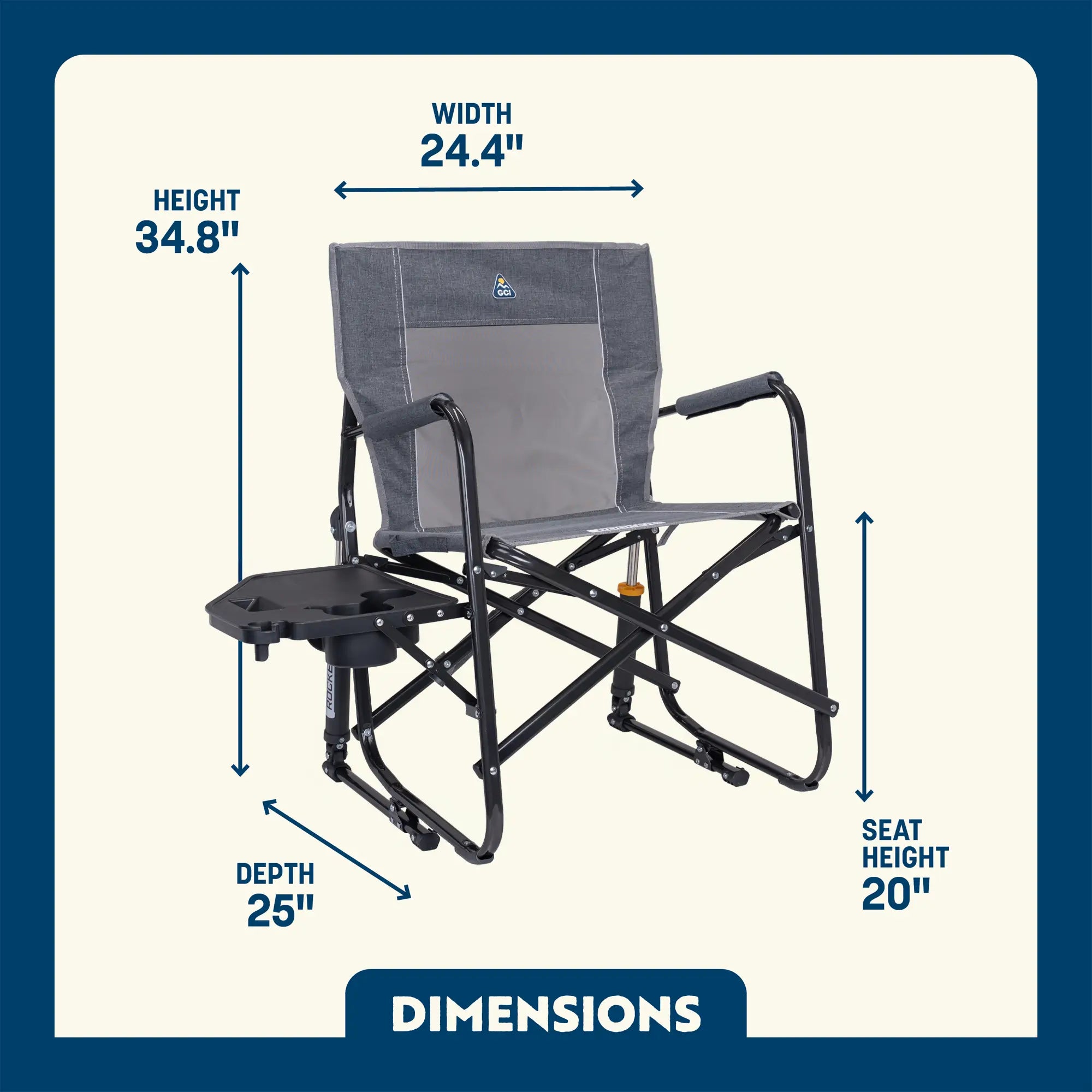Ergonomic Portable Freestyle Rocker with Side Table - Folding Rocking Chair - Perfect for Tailgating Detail