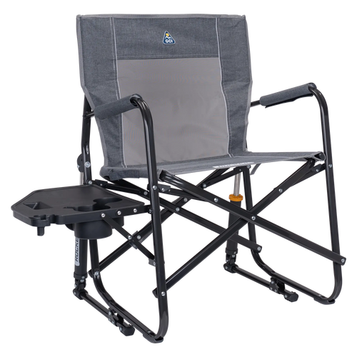 Ergonomic Portable Freestyle Rocker with Side Table - Folding Rocking Chair - Perfect for Tailgating - Heathered Pewter