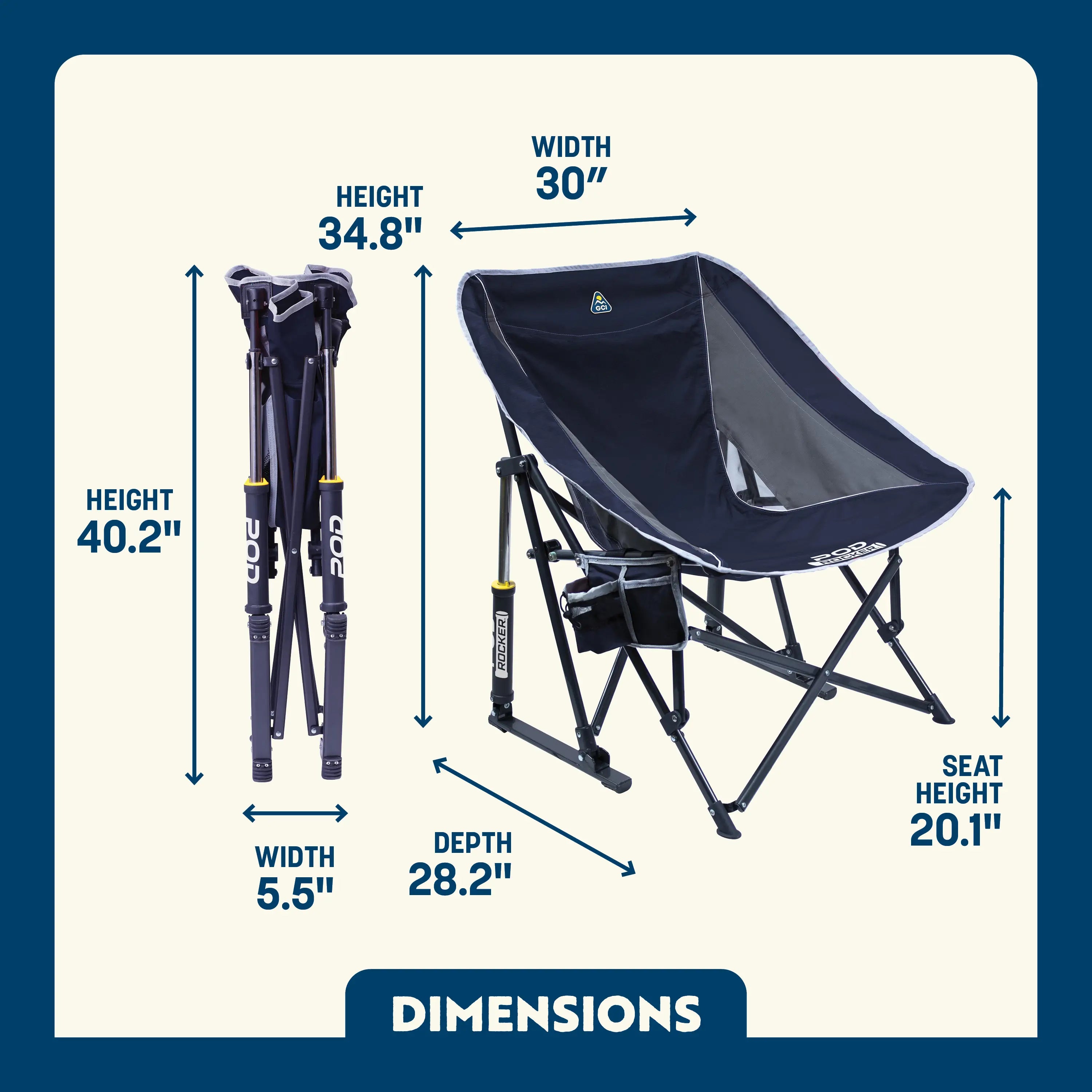 Ultra-Comfortable Pod Rocker - Camp Rocker Chair for Fishing & Beach Trips Detail