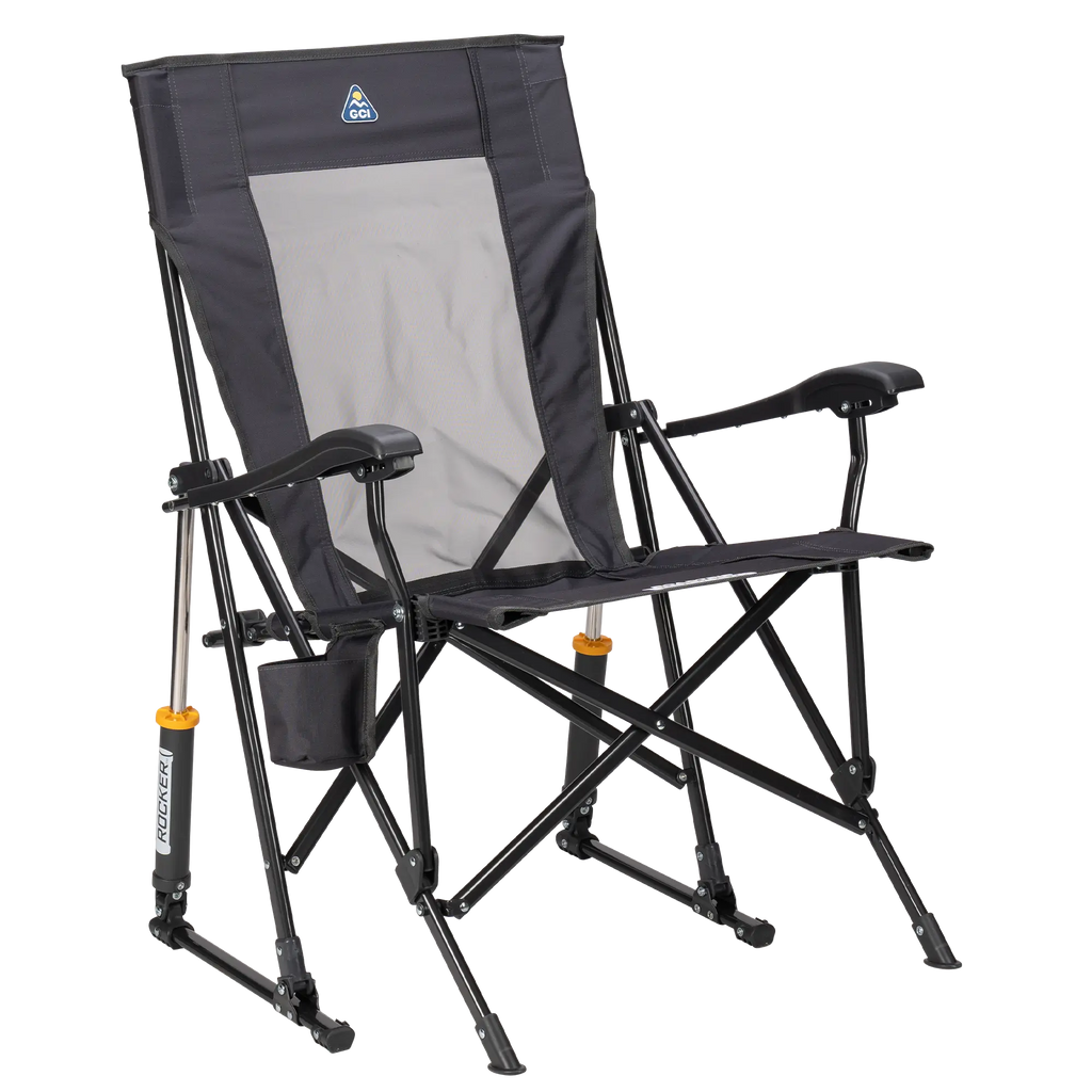 Foldable RoadTrip Rocker - Folding Rocking Chair - Perfect for Tailgating - Dark Charcoal