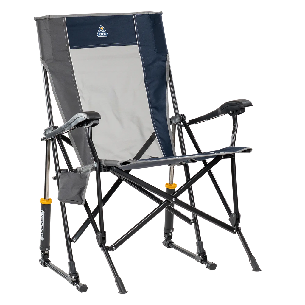 Foldable RoadTrip Rocker - Folding Rocking Chair - Perfect for Tailgating - Indigo