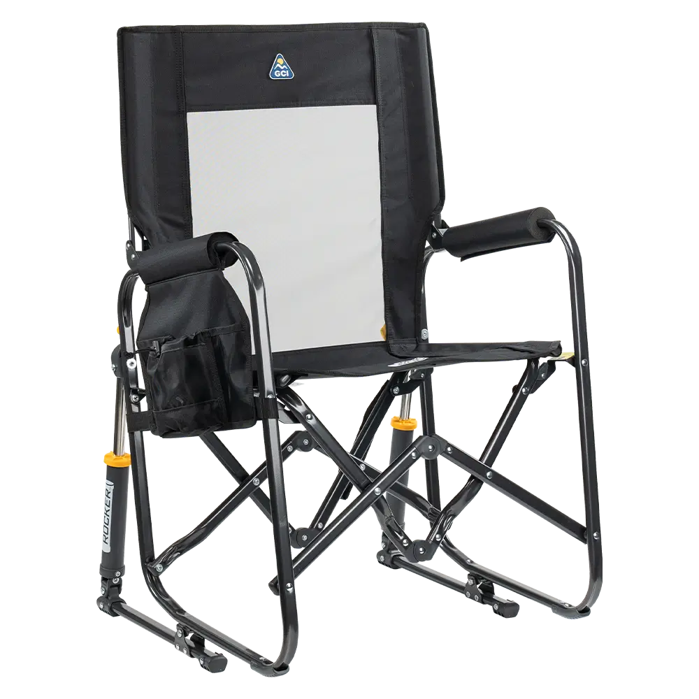 Ultra-Comfortable Stowaway Rocker - Camp Rocker Chair for Fishing & Beach Trips - Black