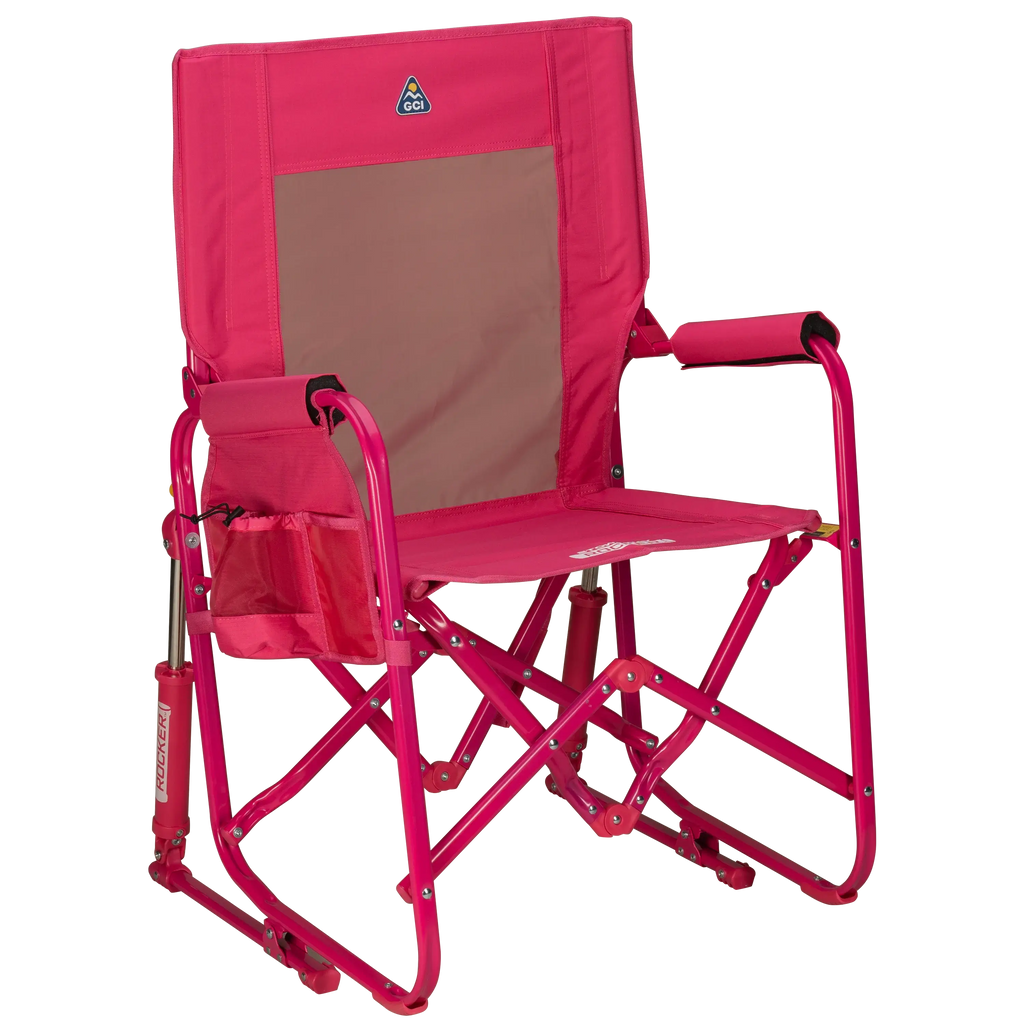 Ultra-Comfortable Stowaway Rocker - Camp Rocker Chair for Fishing & Beach Trips - Bright Pink