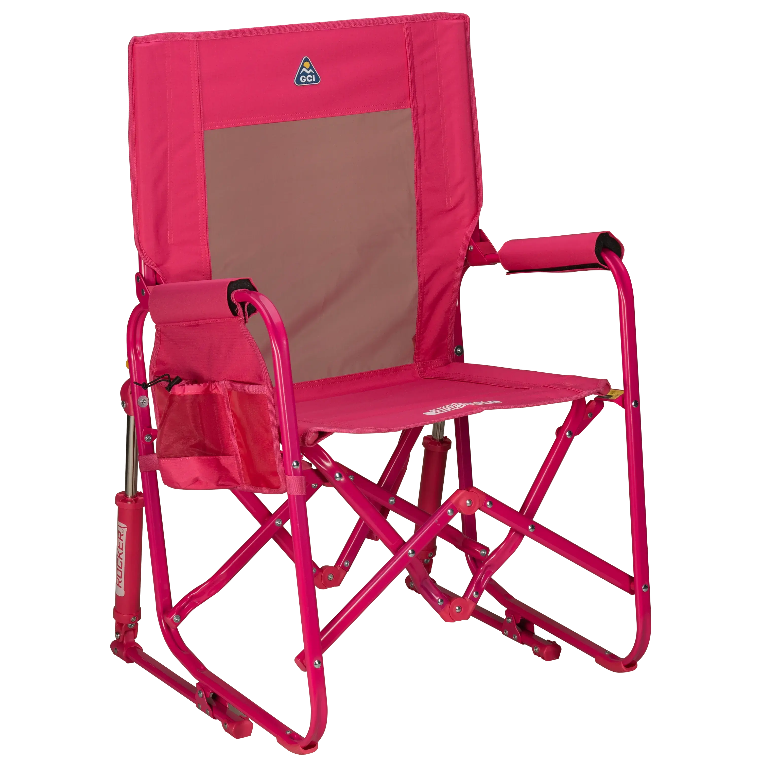 Ultra-Comfortable Stowaway Rocker - Camp Rocker Chair for Fishing & Beach Trips - Bright Pink