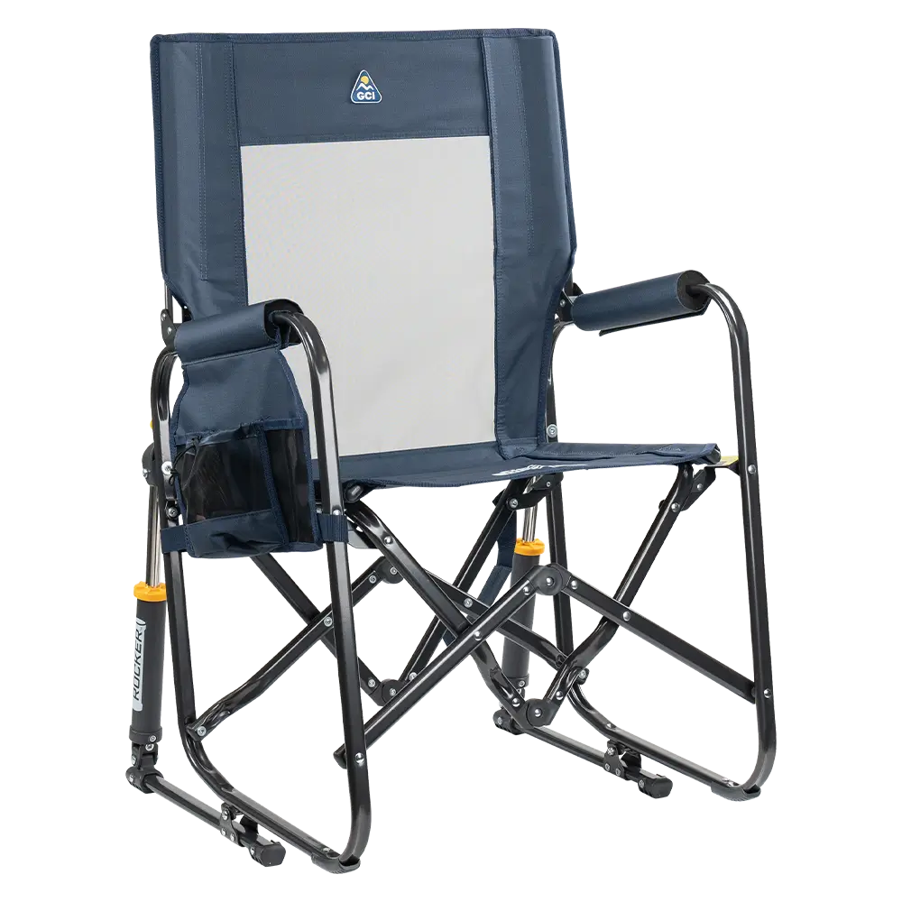 Ultra-Comfortable Stowaway Rocker - Camp Rocker Chair for Fishing & Beach Trips - Denim