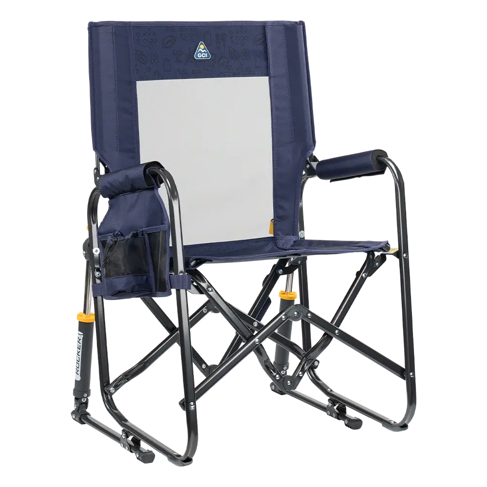 Ultra-Comfortable Stowaway Rocker - Camp Rocker Chair for Fishing & Beach Trips - Tailgater Rich Blue