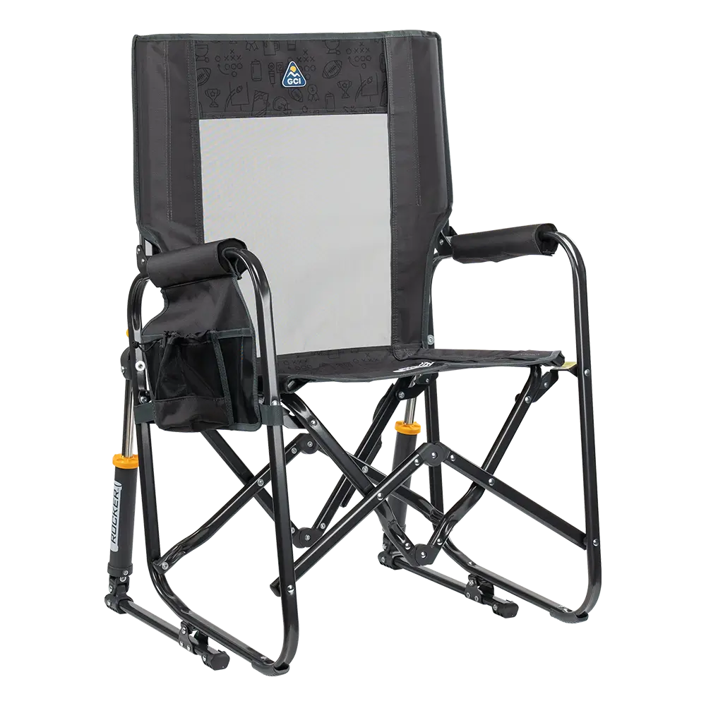 Ultra-Comfortable Stowaway Rocker - Camp Rocker Chair for Fishing & Beach Trips - Tailgater Dark Charcoal