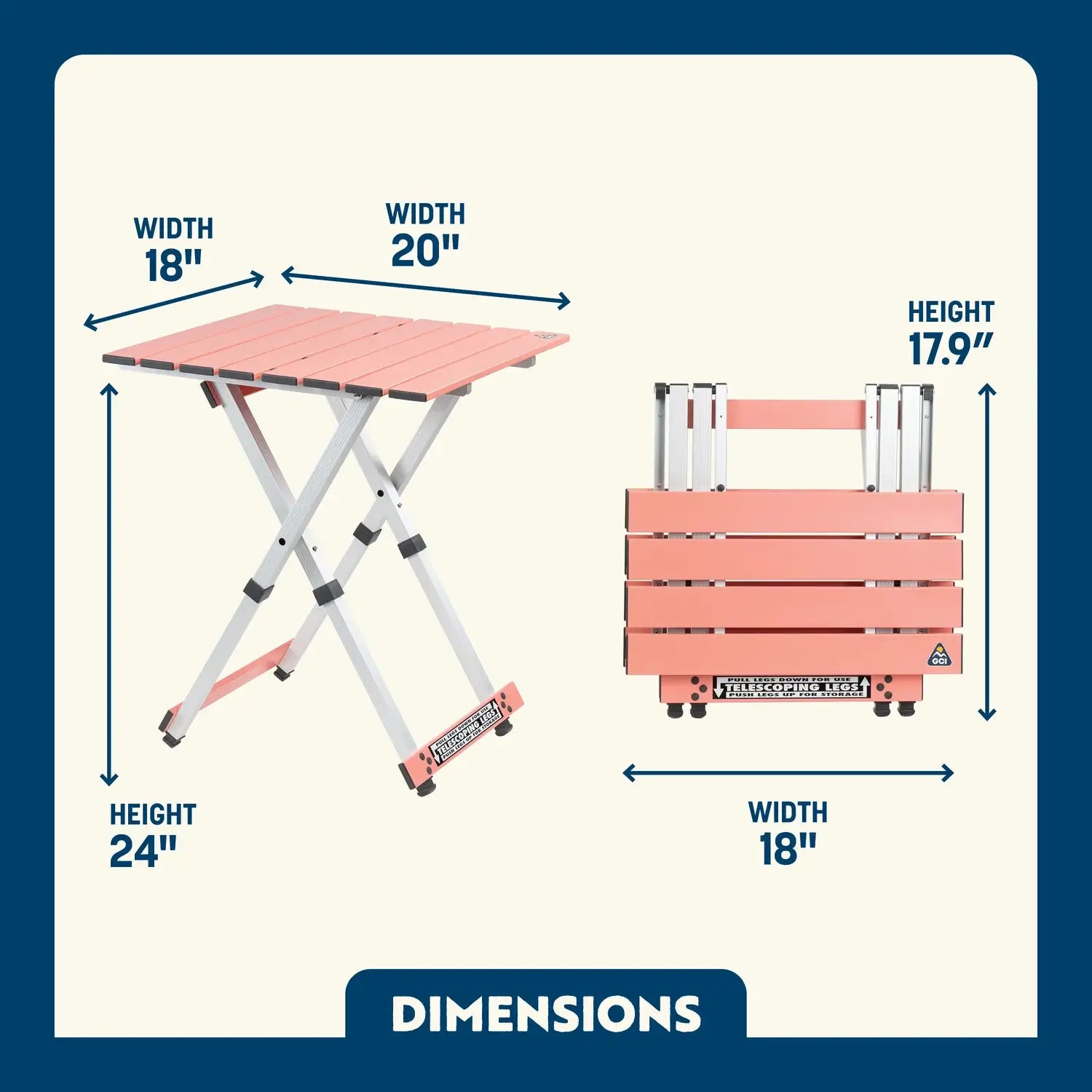 Compact Compact Camp Table 20 - Folding Camping Table with Storage Shelves Detail