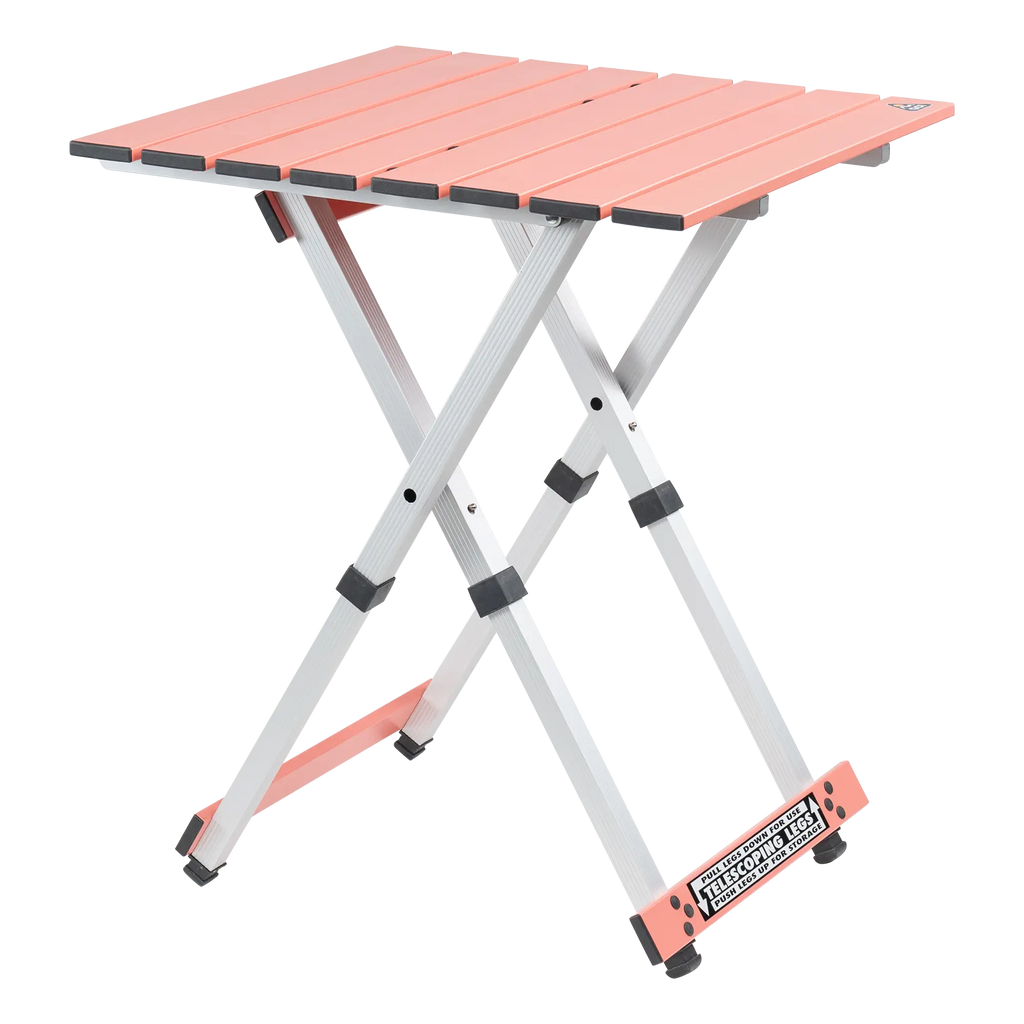 Compact Compact Camp Table 20 - Folding Camping Table with Storage Shelves - Coral