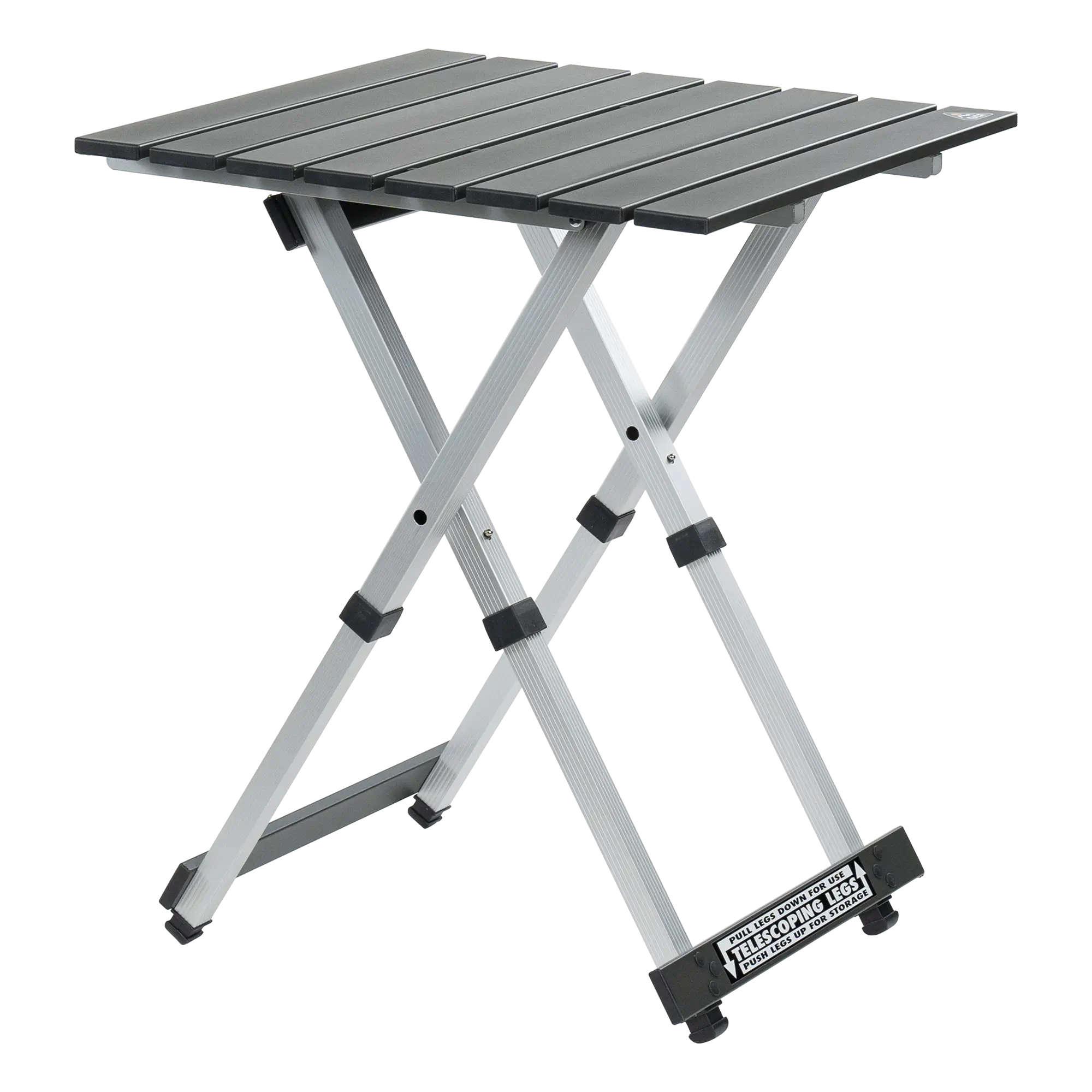 Compact Compact Camp Table 20 - Folding Camping Table with Storage Shelves - Black Chrome