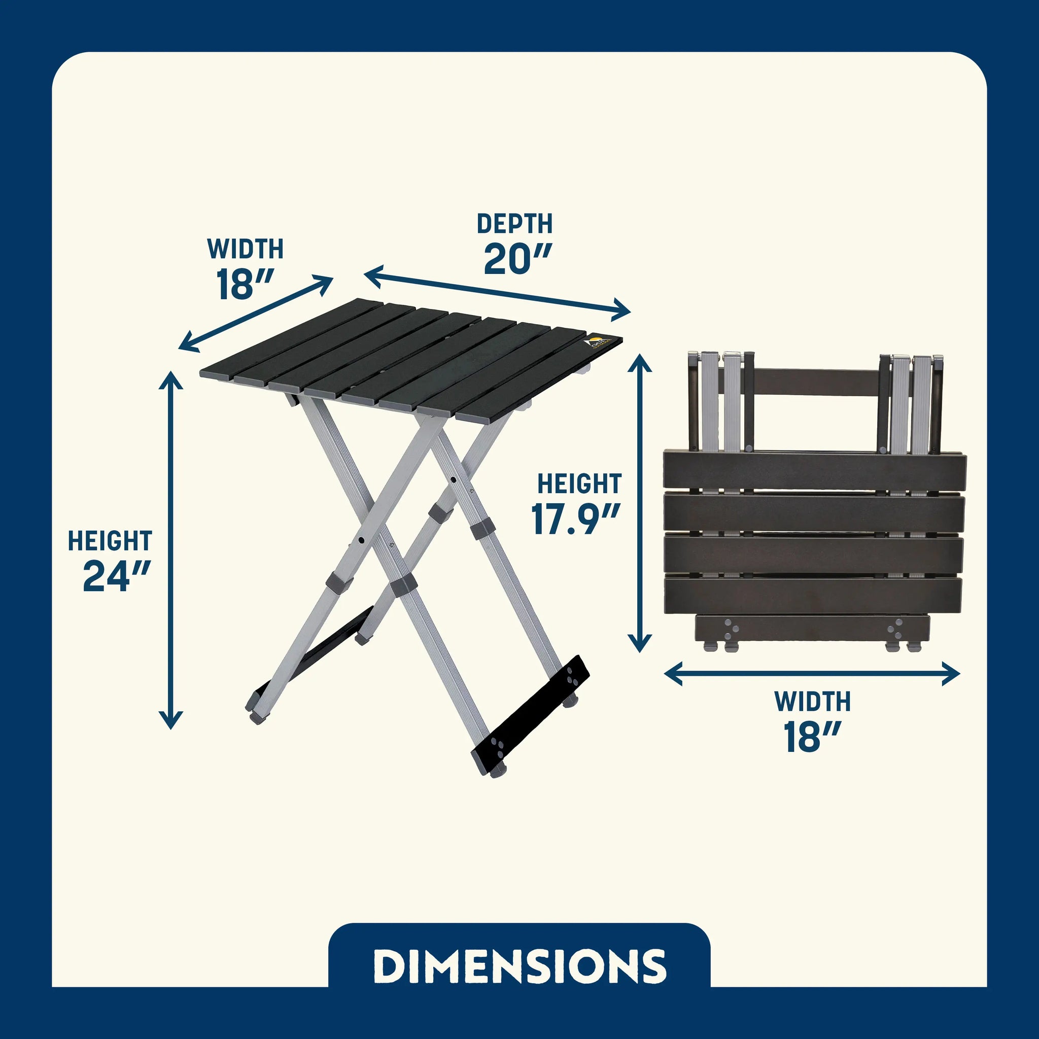 Compact Compact Camp Table 20 - Folding Camping Table with Storage Shelves Detail