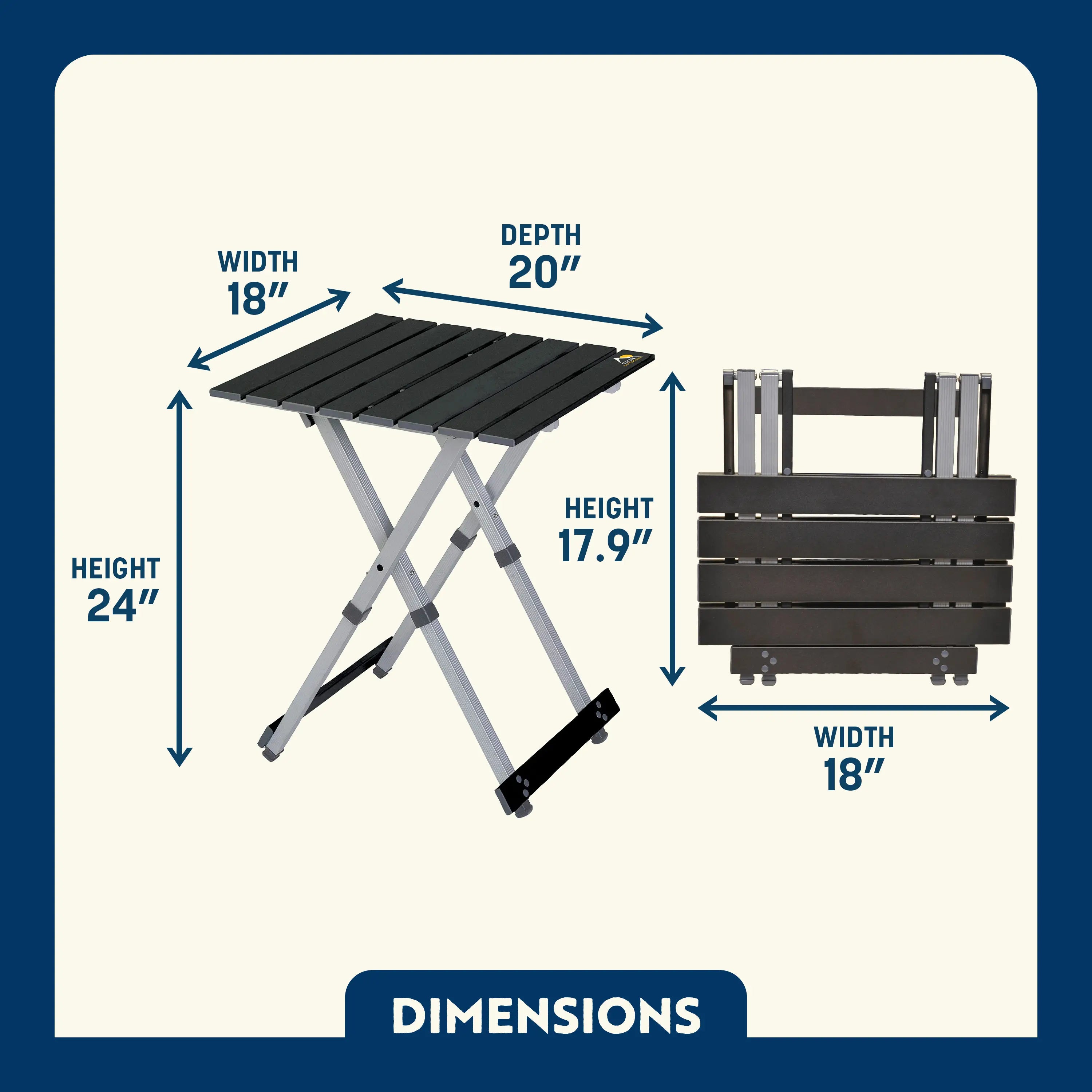 Compact Compact Camp Table 20 - Folding Camping Table with Storage Shelves Detail