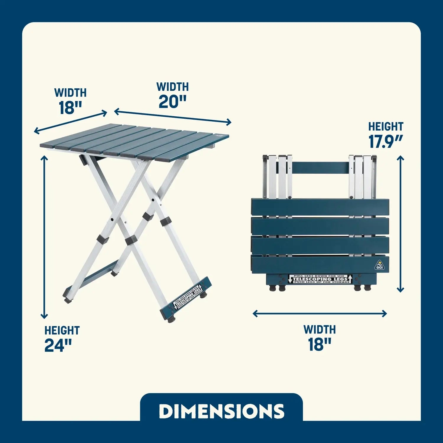 Compact Compact Camp Table 20 - Folding Camping Table with Storage Shelves Detail