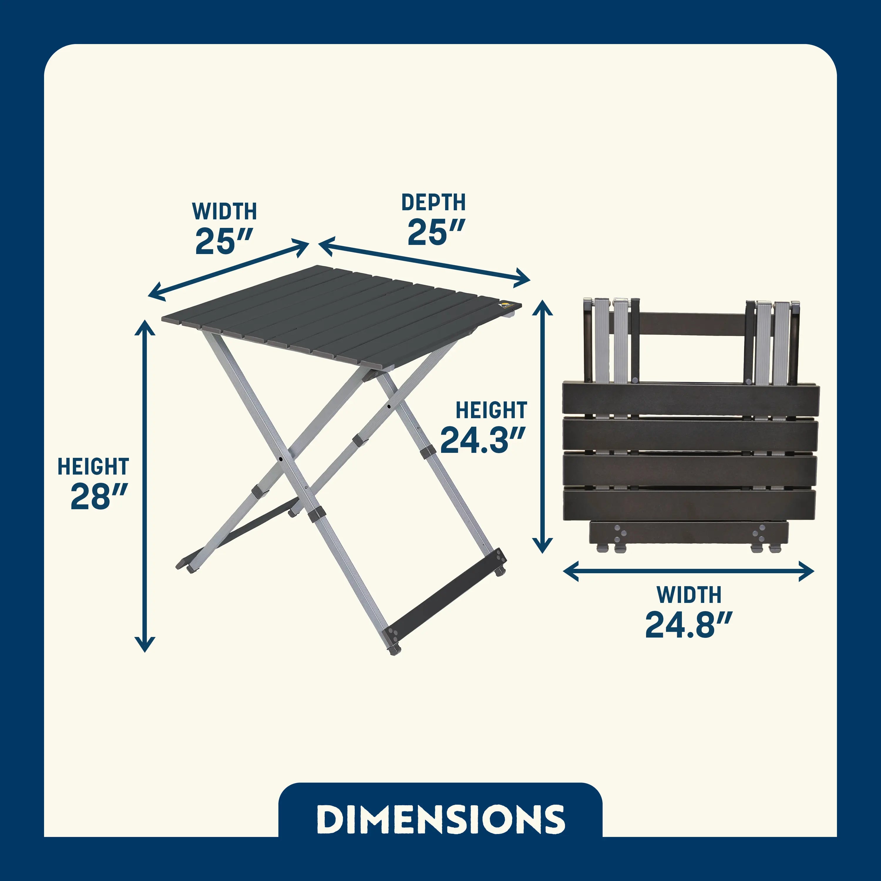 Heavy Duty Compact Camp Table 25 - Portable Camp Kitchen Table Counter Detail