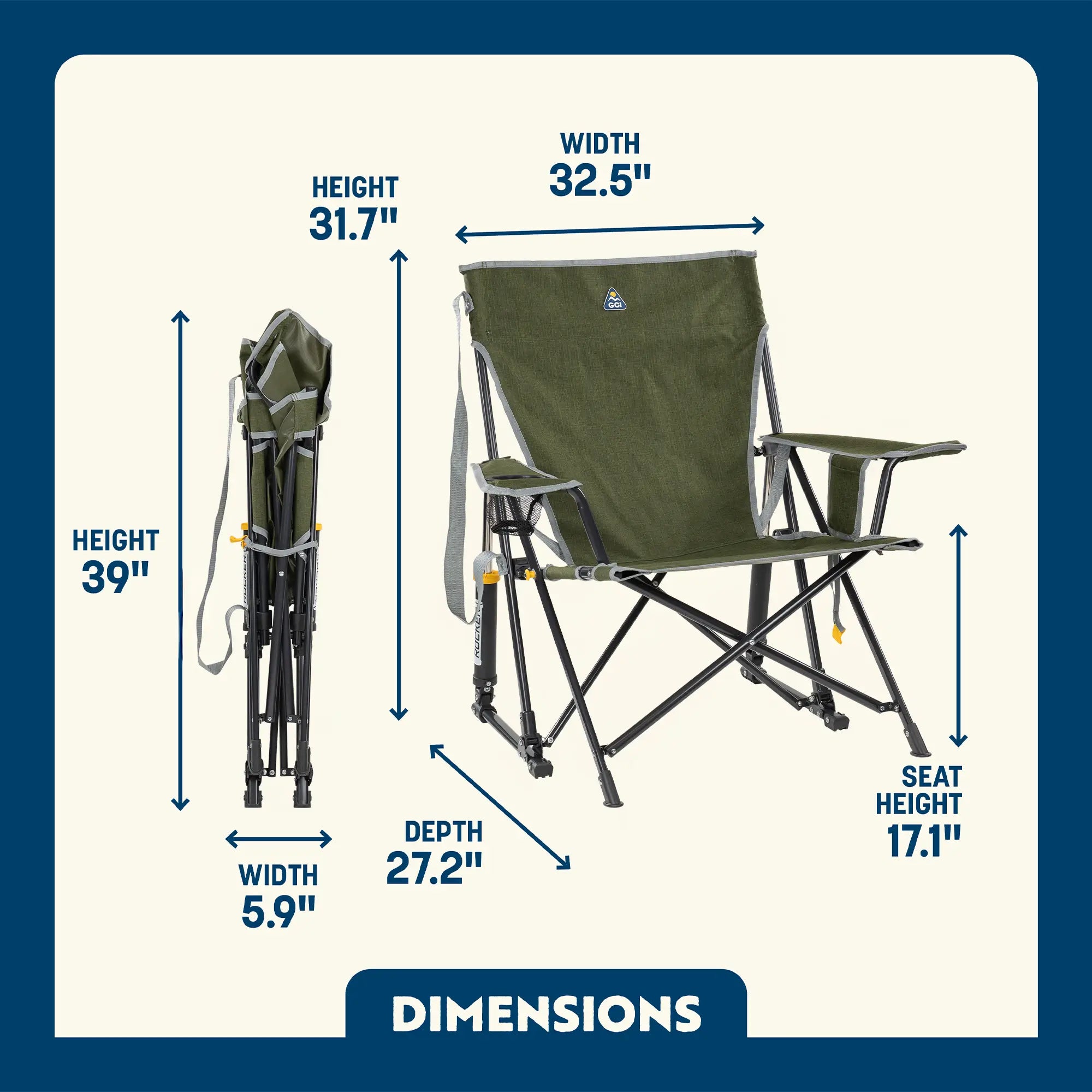 Heavy Duty Kickback Rocker - Outdoor Rocking Chairs with Dynamic Comfort Edge Detail