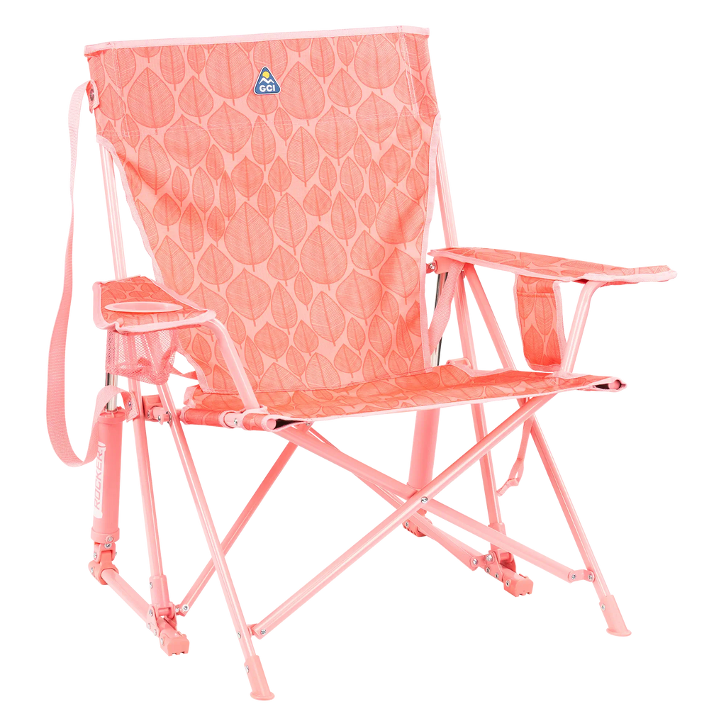 Heavy Duty Kickback Rocker - Outdoor Rocking Chairs with Dynamic Comfort Edge - Soft Pink Leaf