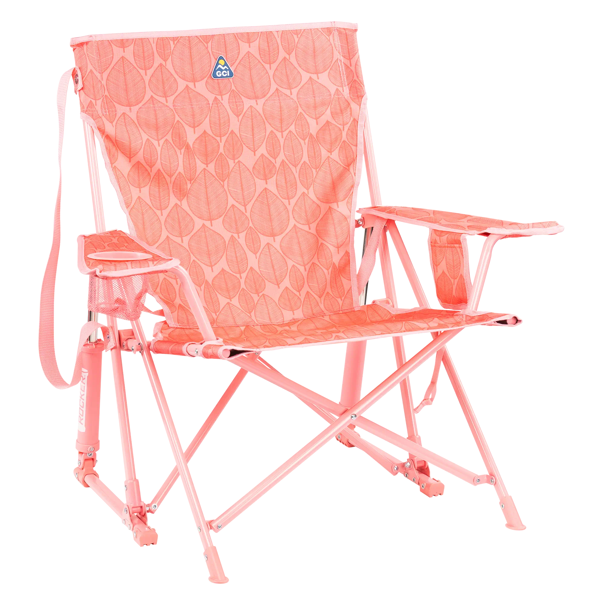 Heavy Duty Kickback Rocker - Outdoor Rocking Chairs with Dynamic Comfort Edge - Soft Pink Leaf