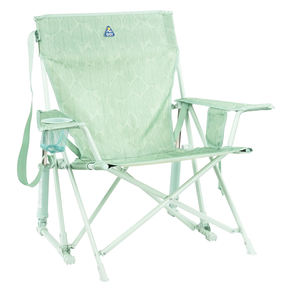 Heavy Duty Kickback Rocker - Outdoor Rocking Chairs with Dynamic Comfort Edge - Pastel Green Leaf