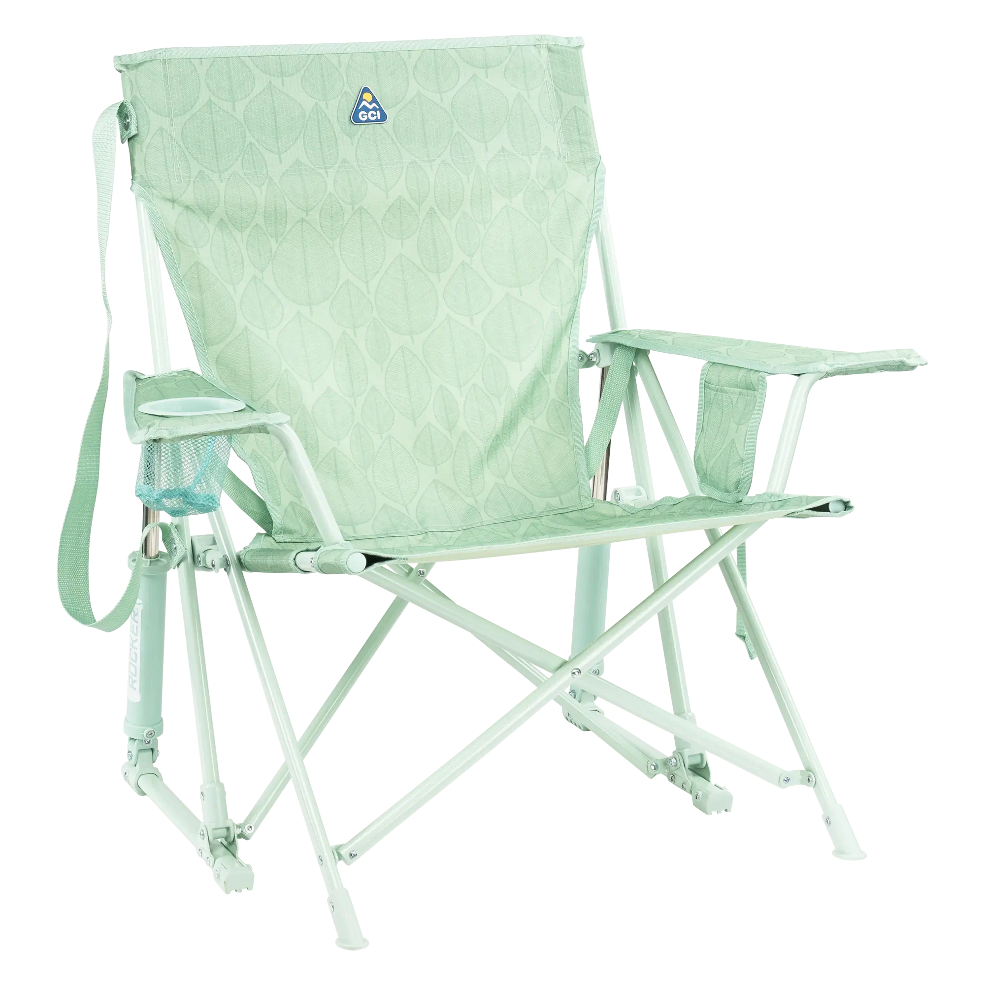 Heavy Duty Kickback Rocker - Outdoor Rocking Chairs with Dynamic Comfort Edge - Pastel Green Leaf