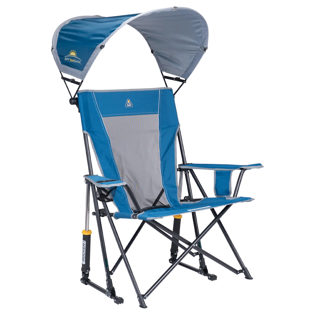 Heavy Duty SunShade Rocker - Rocker Chair for Camping & Lawns - Neptune Blue