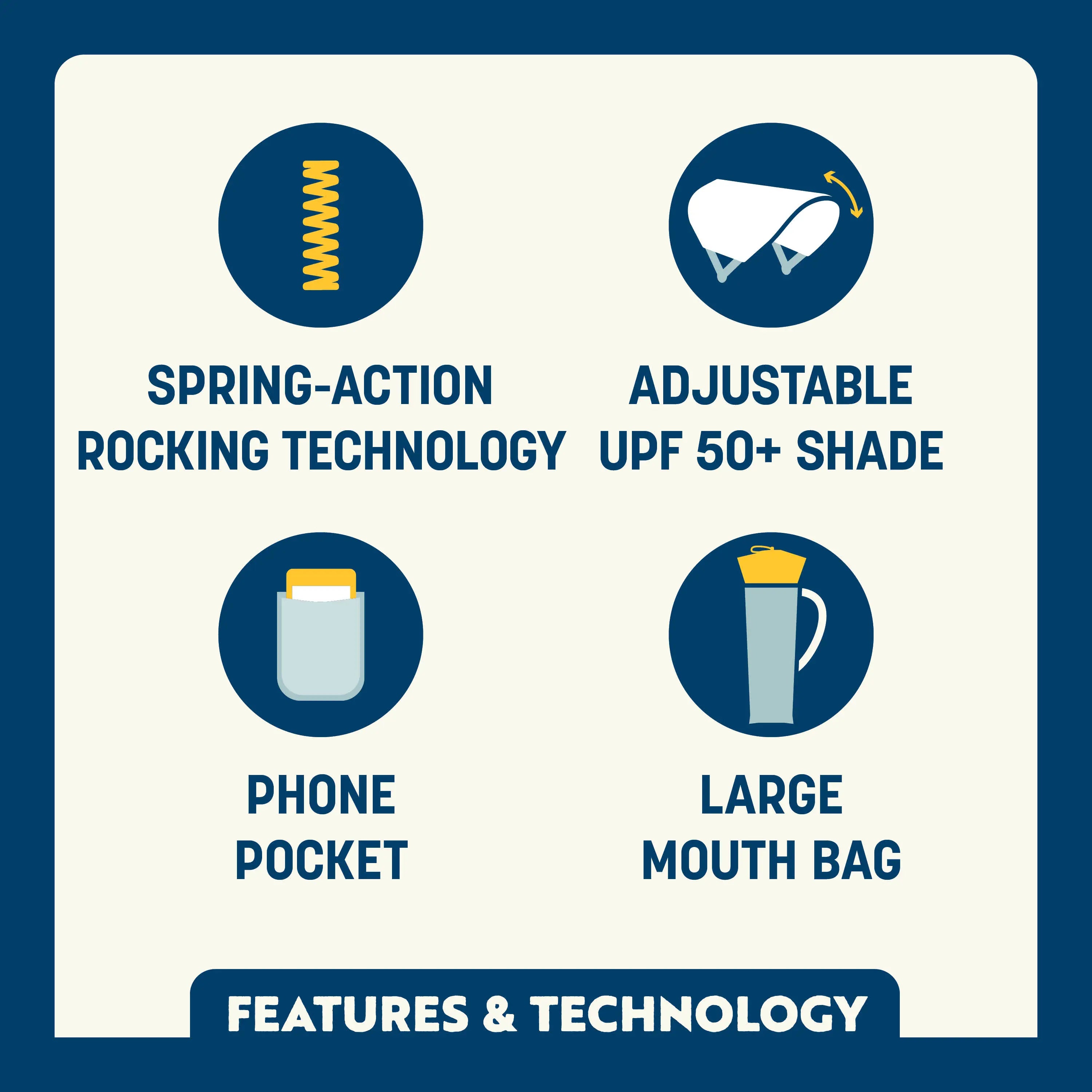 Heavy Duty SunShade Rocker - Rocker Chair for Camping & Lawns Detail
