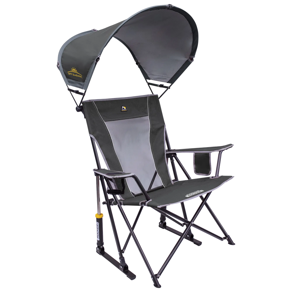 Heavy Duty SunShade Rocker - Rocker Chair for Camping & Lawns - Pewter