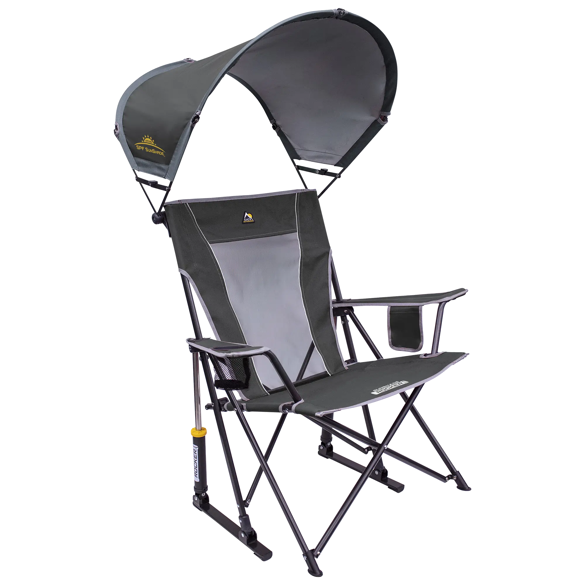 Heavy Duty SunShade Rocker - Rocker Chair for Camping & Lawns - Pewter