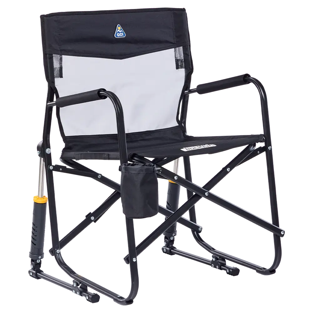 Ultra-Comfortable Freestyle Rocker Elite - Folding Rocking Chair - Perfect for Tailgating - Black