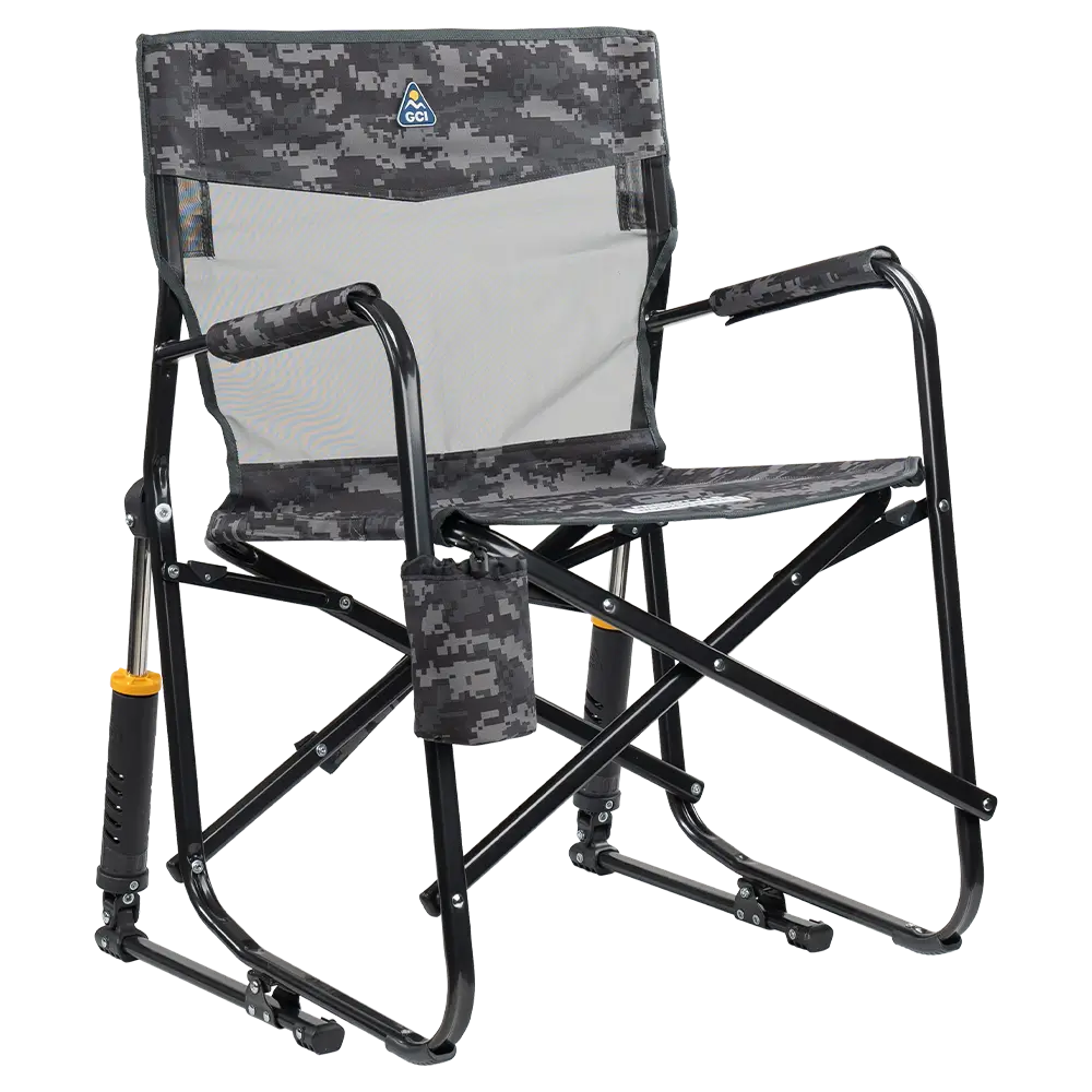 Ultra-Comfortable Freestyle Rocker Elite - Folding Rocking Chair - Perfect for Tailgating - Cool Gray Camo