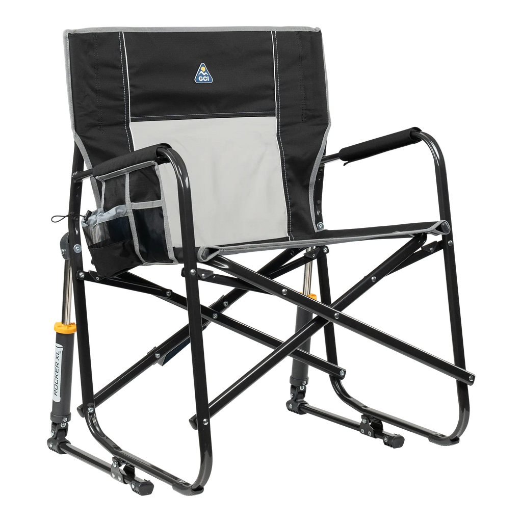 Premium All-Weather Freestyle Rocker XL - Camp Rocker Chair for Fishing & Beach Trips - Black