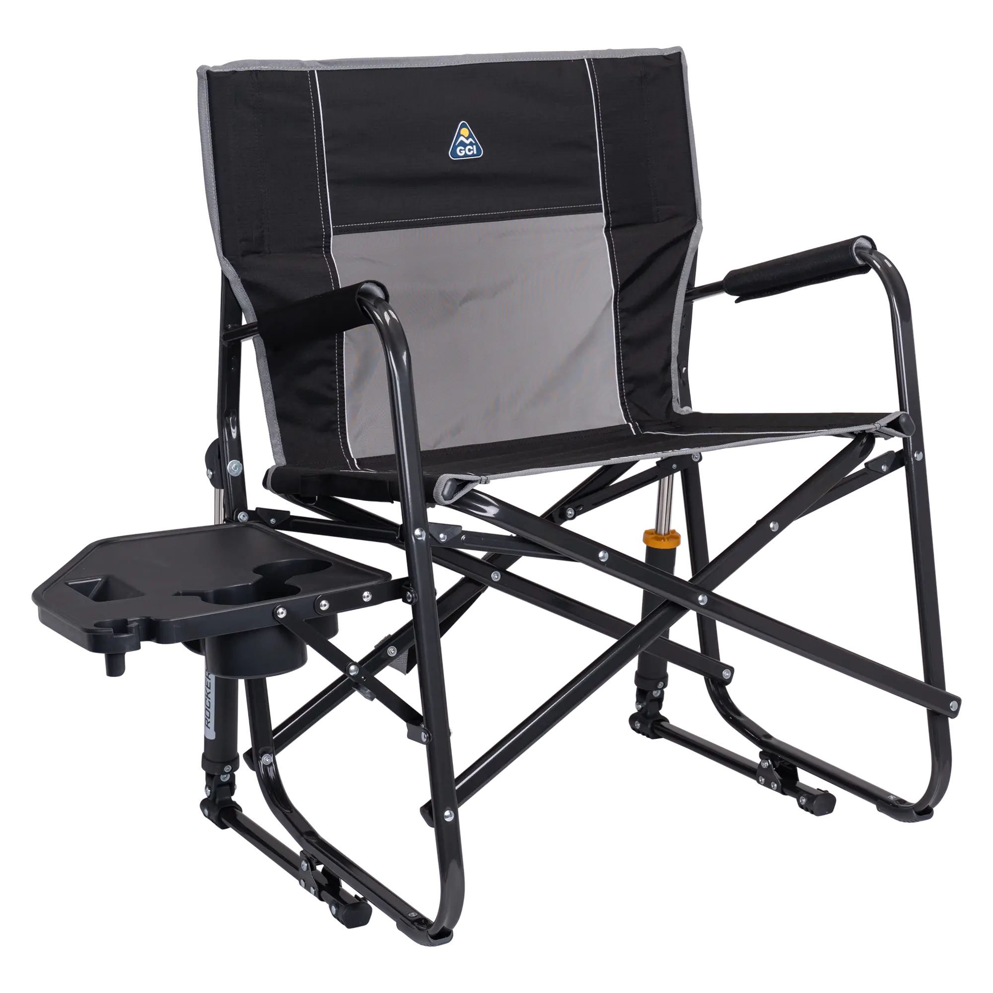 Foldable Freestyle Rocker XL with Side Table - Rocker Chair for Camping & Lawns - Black