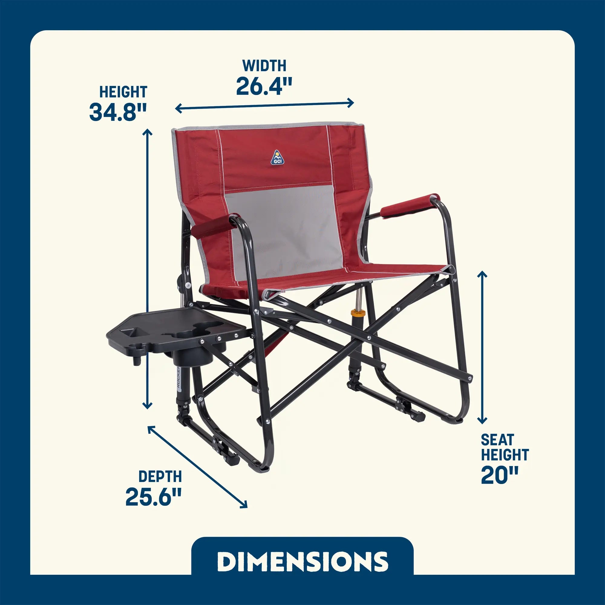 Foldable Freestyle Rocker XL with Side Table - Rocker Chair for Camping & Lawns Detail