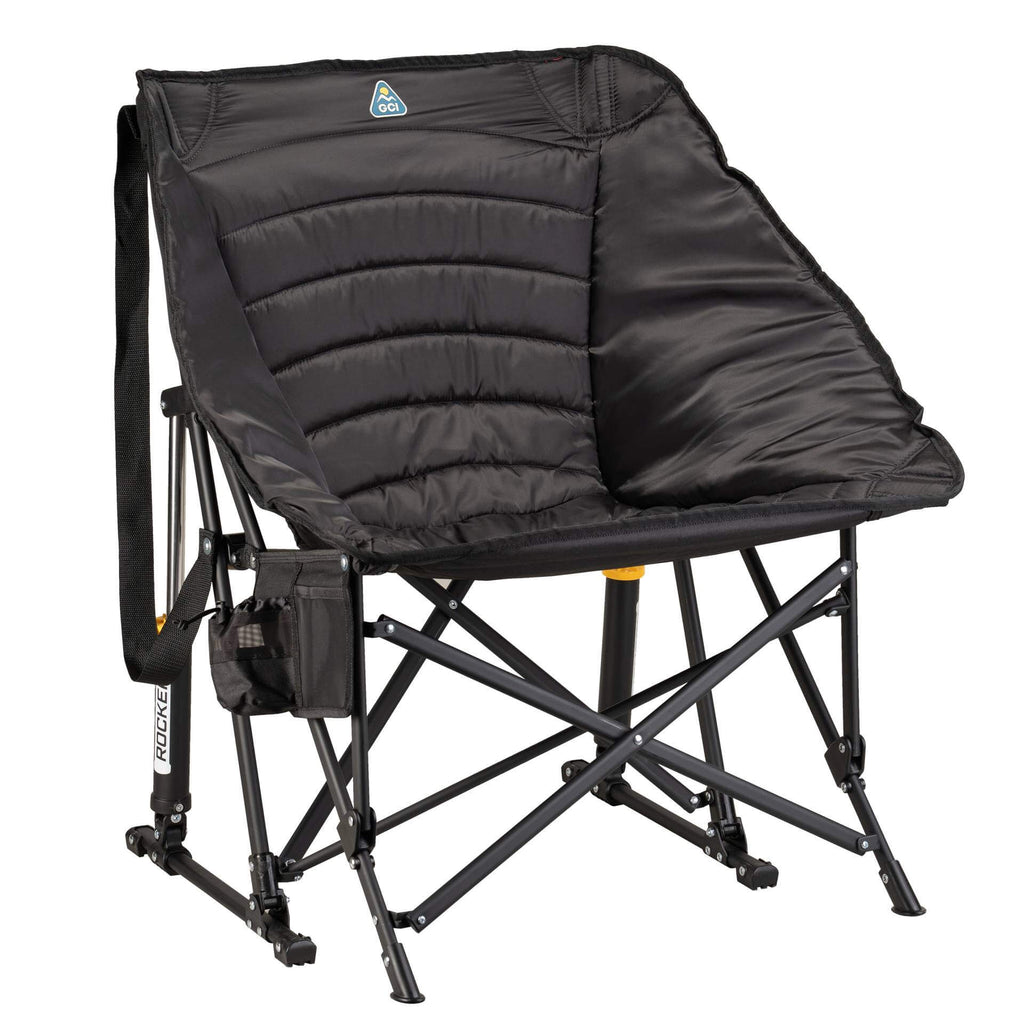 Heavy Duty Puff Rocker - Folding Rocking Chair - Perfect for Tailgating - Black