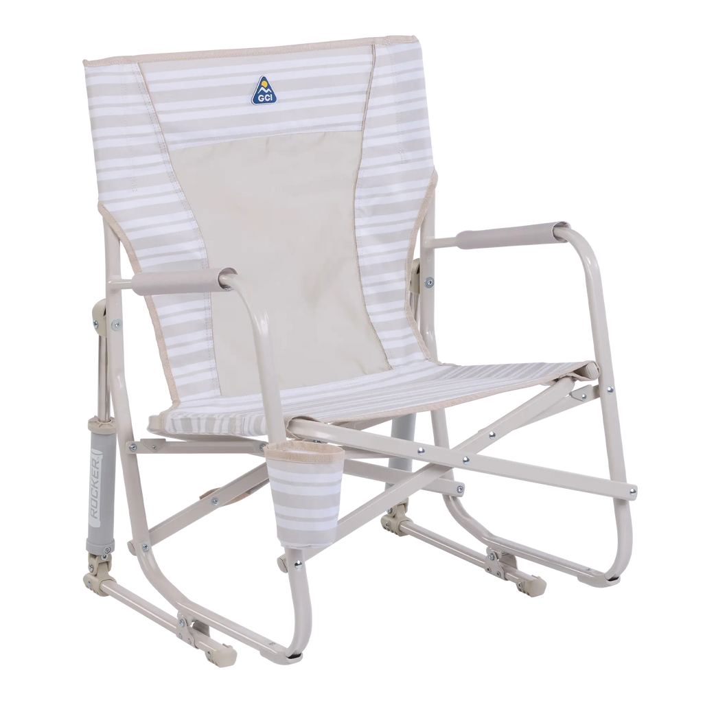Premium All-Weather Beach Rocker - Rocker Chair for Camping & Lawns - Neutral Stripe