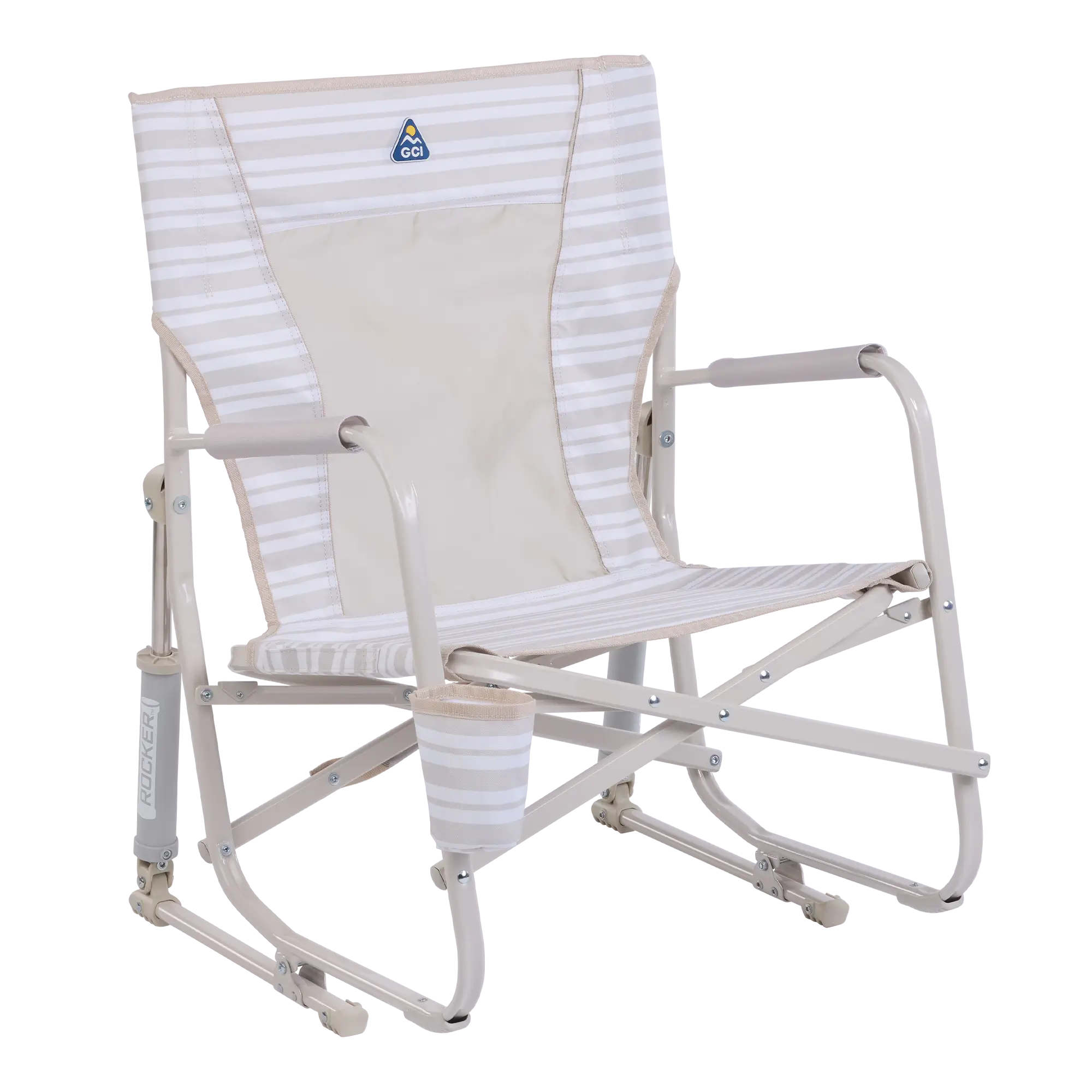 Premium All-Weather Beach Rocker - Rocker Chair for Camping & Lawns - Neutral Stripe