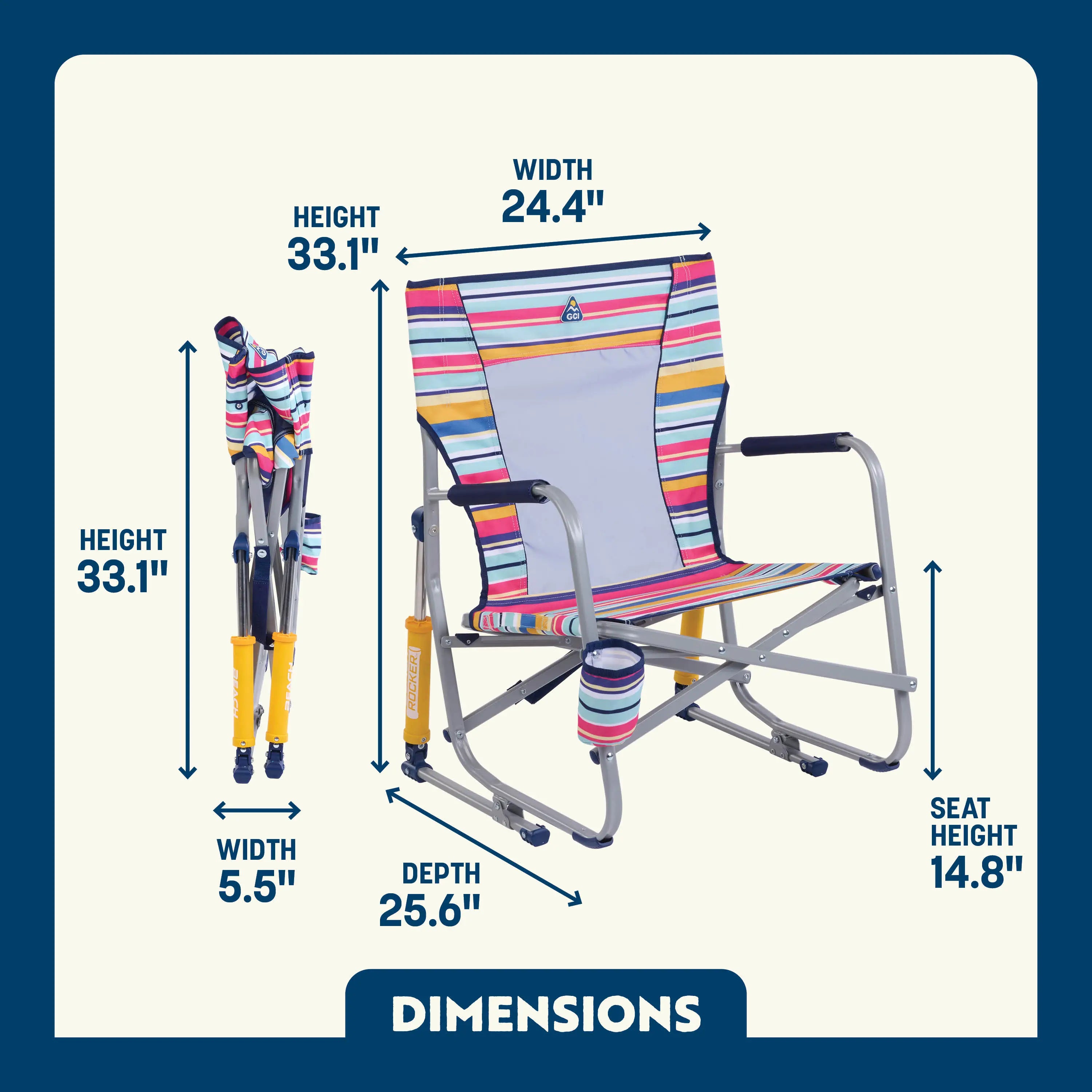 Premium All-Weather Beach Rocker - Rocker Chair for Camping & Lawns Detail