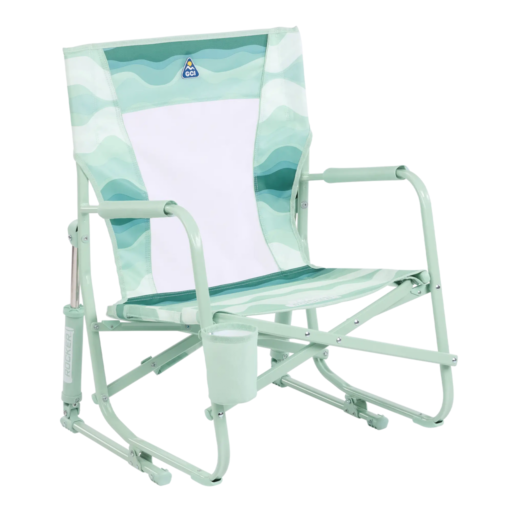 Premium All-Weather Beach Rocker - Rocker Chair for Camping & Lawns - Green Beach Wave