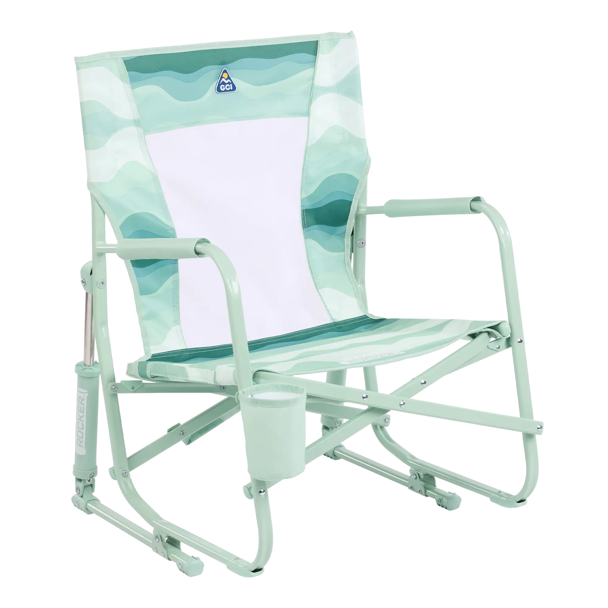 Premium All-Weather Beach Rocker - Rocker Chair for Camping & Lawns - Green Beach Wave