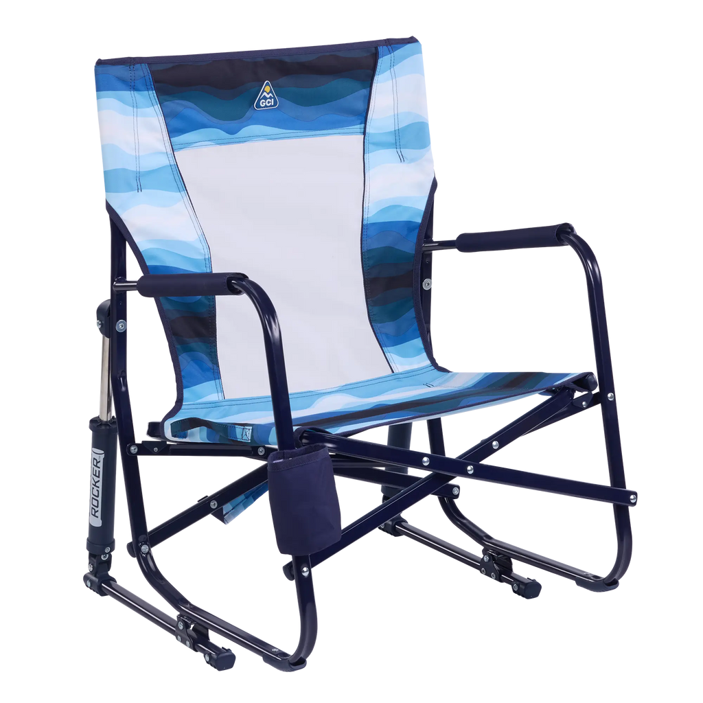 Premium All-Weather Beach Rocker - Rocker Chair for Camping & Lawns - Blue Beach Wave