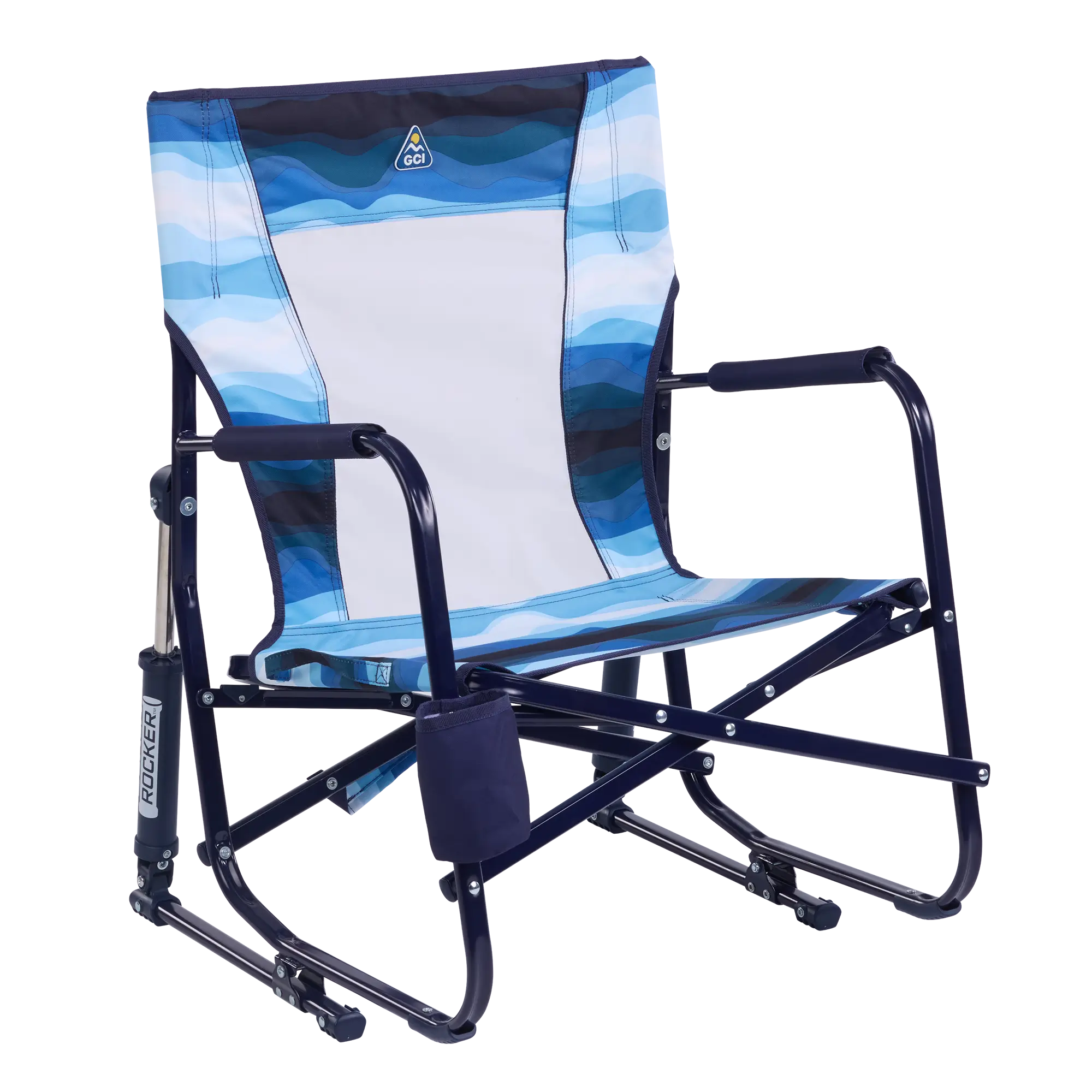 Premium All-Weather Beach Rocker - Rocker Chair for Camping & Lawns - Blue Beach Wave