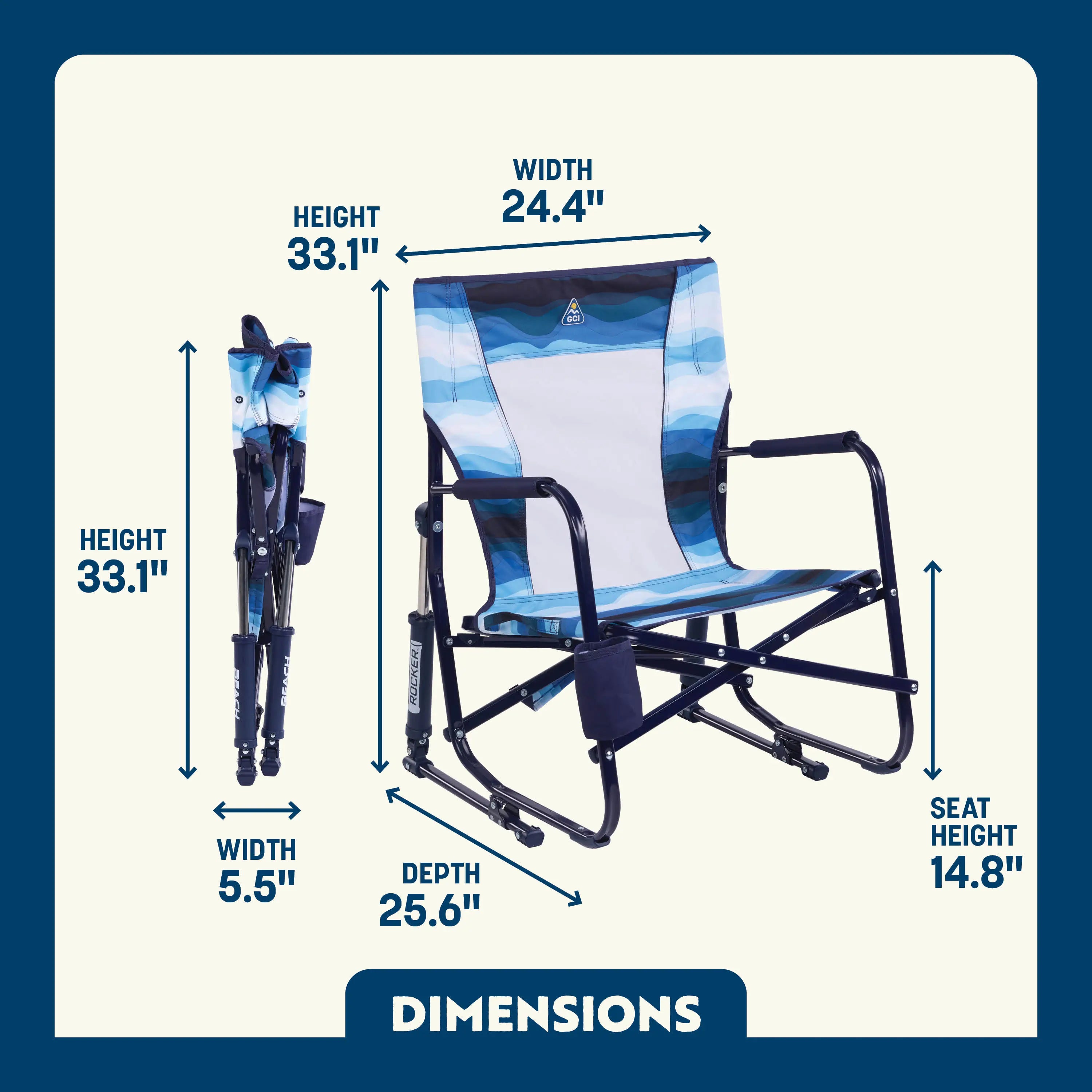 Premium All-Weather Beach Rocker - Rocker Chair for Camping & Lawns Detail
